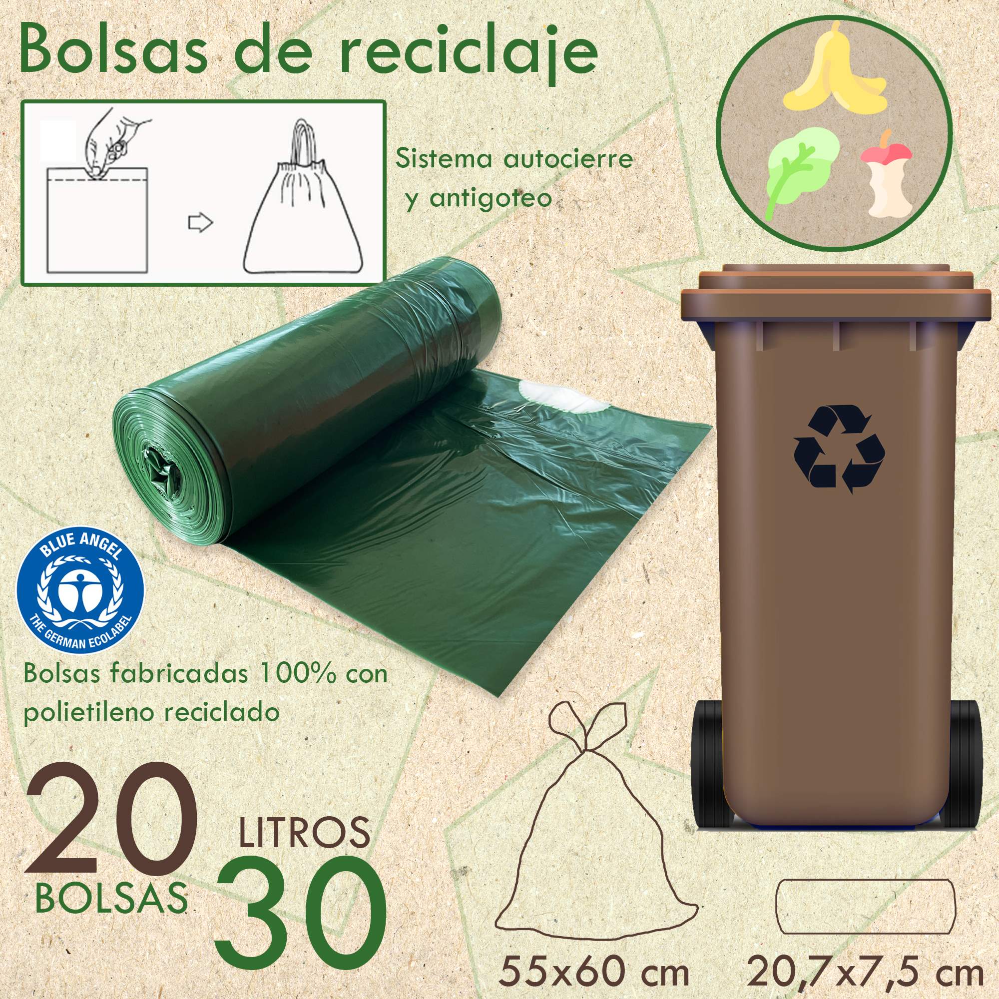 200 Bolsas De Basura Fabricadas Con Materiales Reciclados, Con Autocierre, 30l Capacidad Cada Una - Image 2