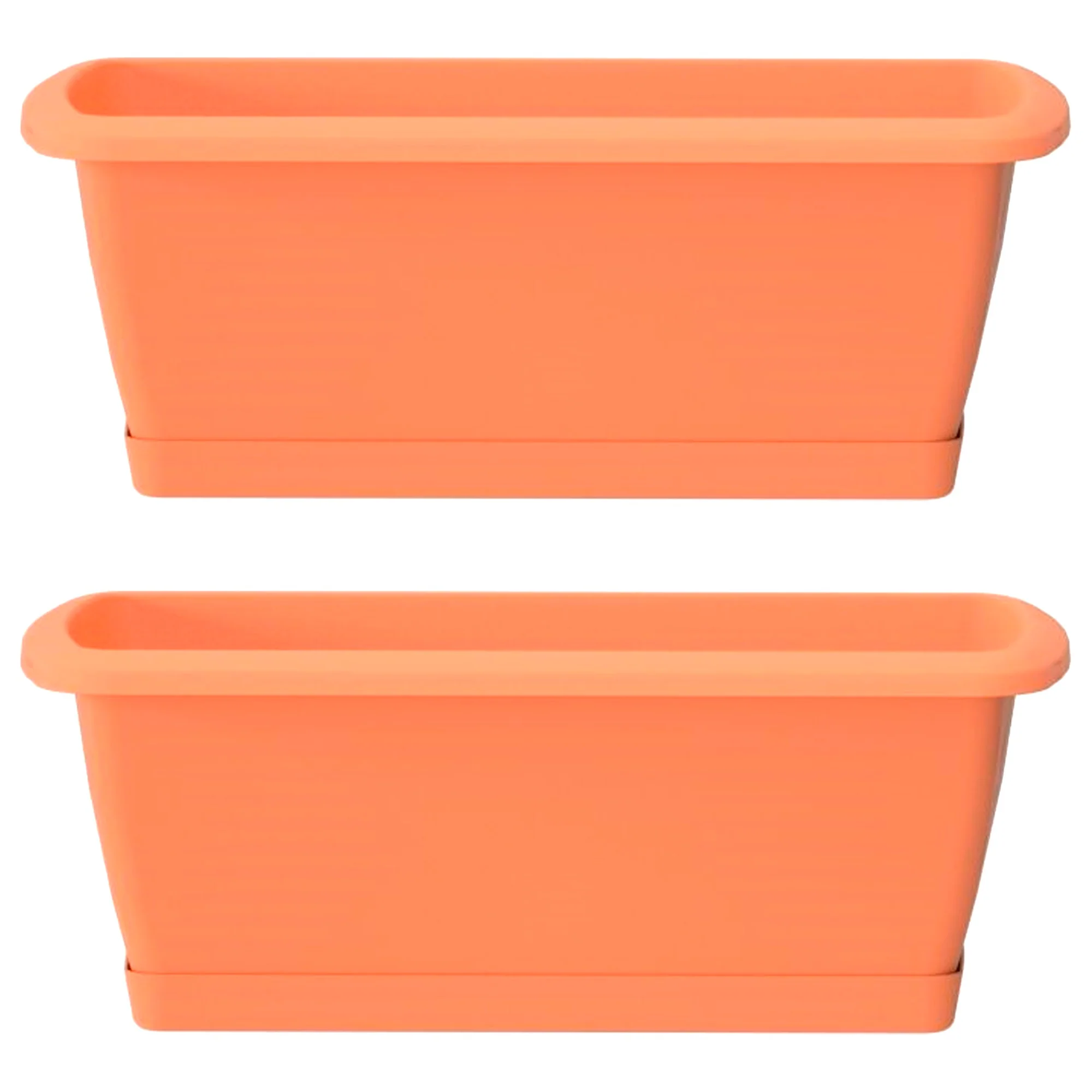 2x Jardinera Respana Con Soporte De Plastico En Color Terracota 78,6 (largo) X 18,4 (ancho) X 14,5 (alto) Cm