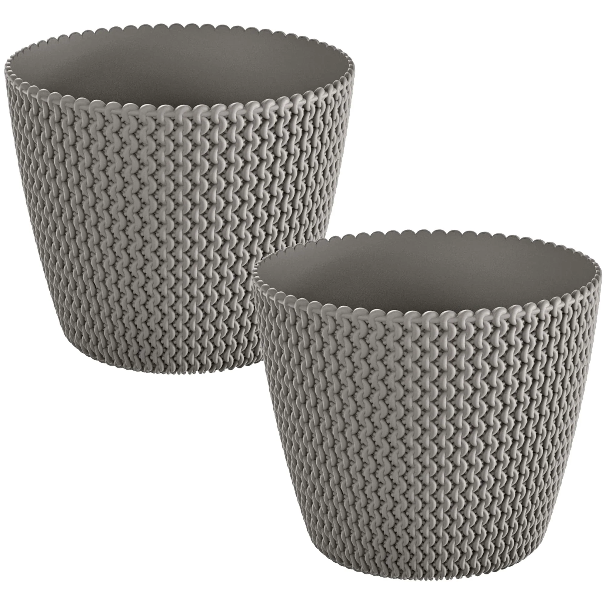 2x Maceta Redonda 11,5l Prosperplast Splofy De Plastico En Color Gris, Ø29,5 X 24,9 Cm