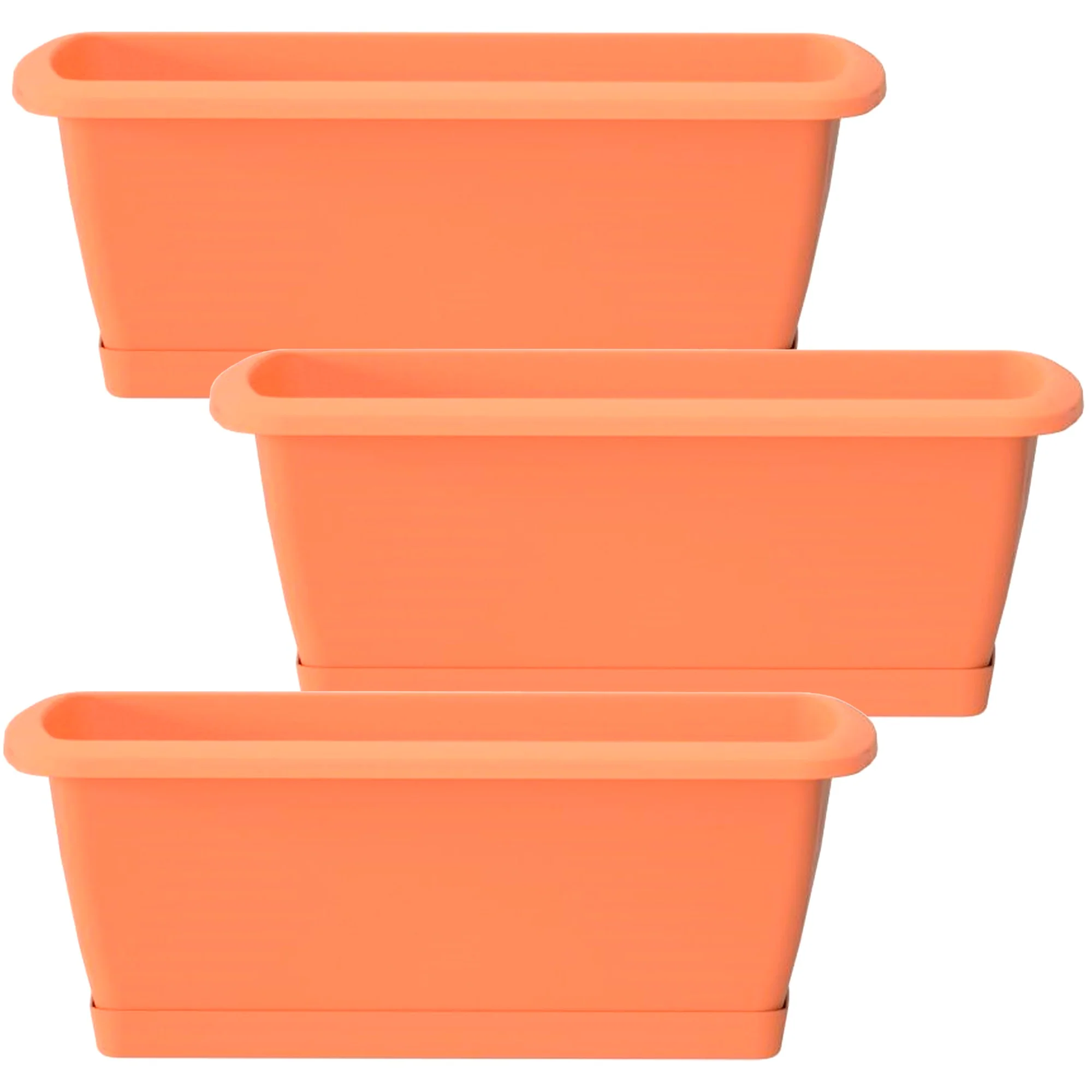 3x Jardinera Respana Con Soporte De Plastico En Color Terracota 78,6 (largo) X 18,4 (ancho) X 14,5 (alto) Cm