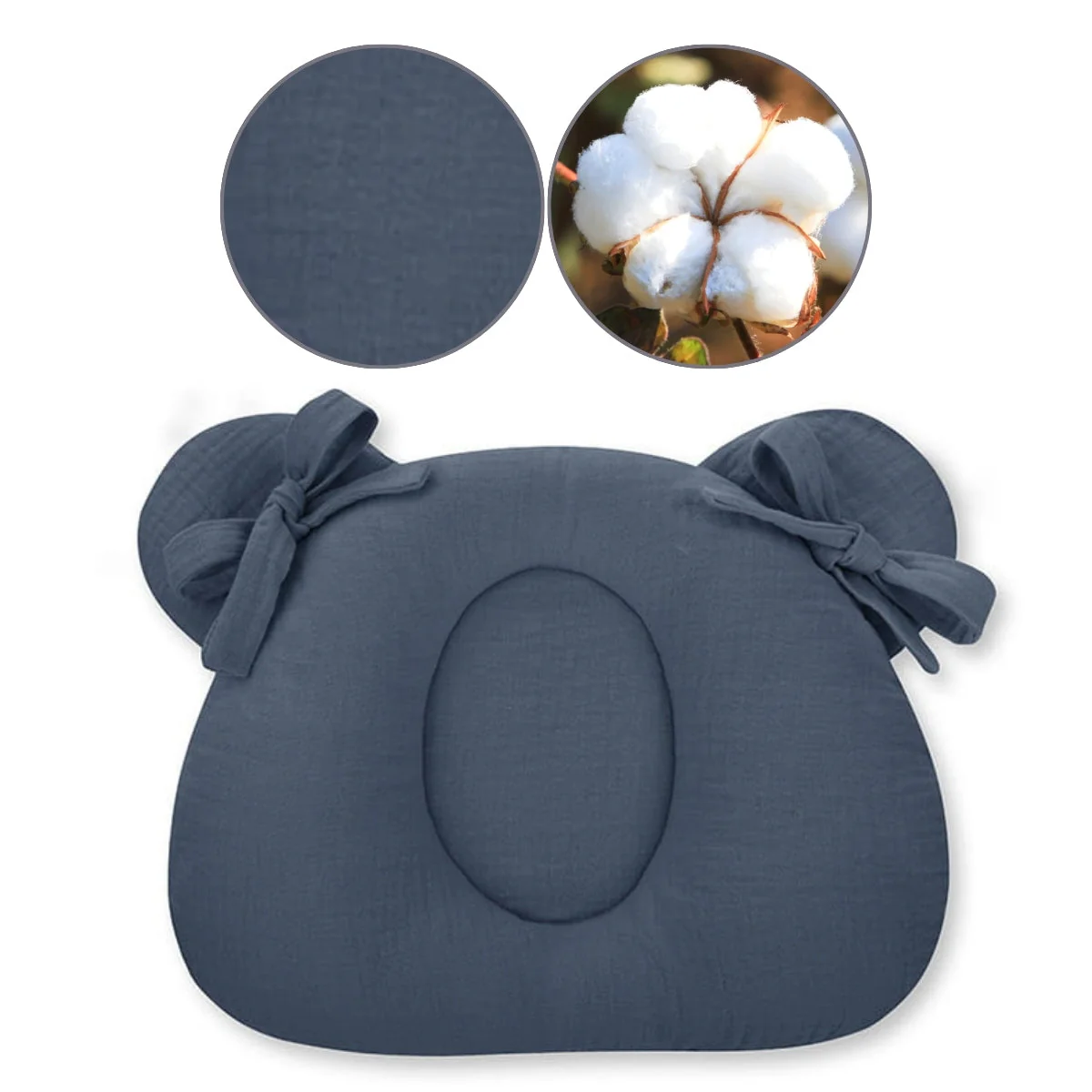 Almohada Cojin Plagiocefalia Bebés Muselina Petrol - Image 3