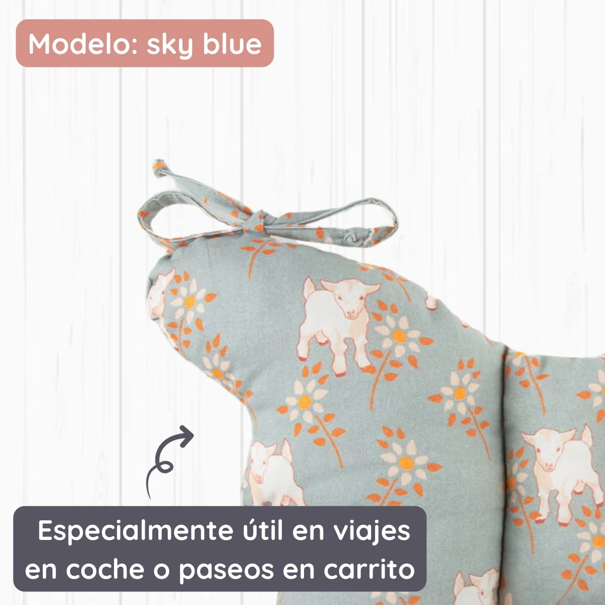 Almohada Para Bebés Antichoque Mariposa Sky Blue - Image 2