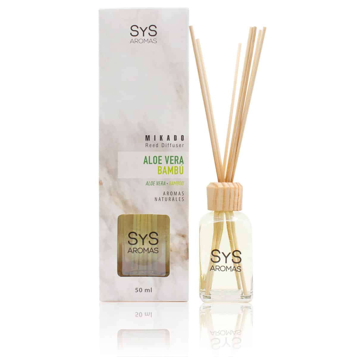 Ambientador Mikado Aloe Vera y Bambú 50 ml | Aroma Fresco y Verde | Efecto Relajante | Fragancia Duradera