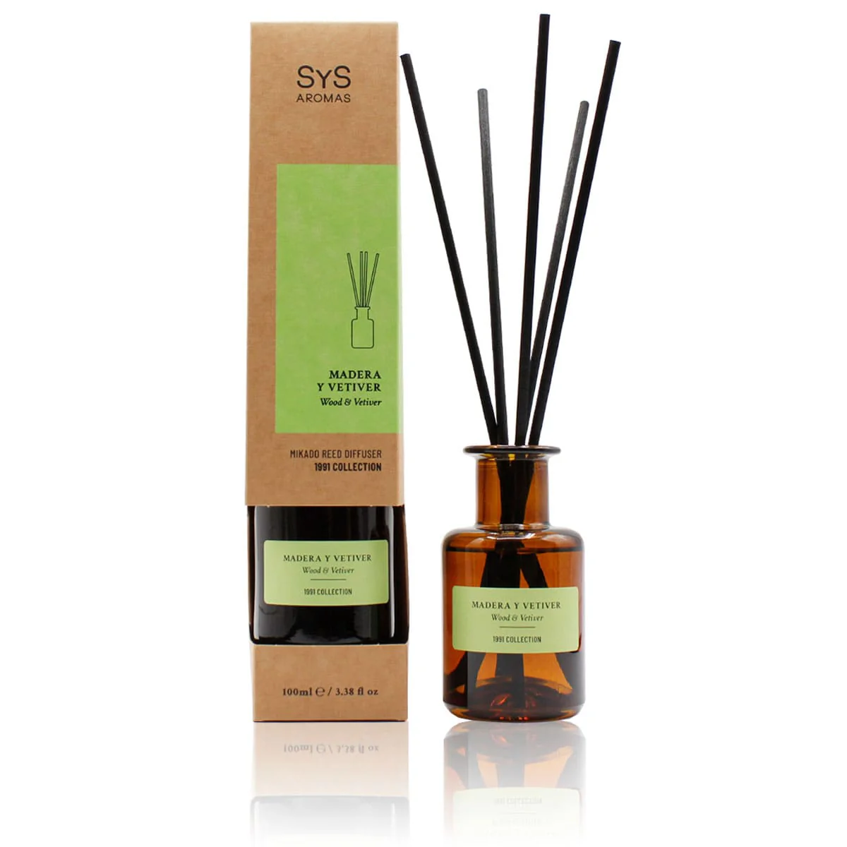 Ambientador Mikado Madera y Vetiver 1991 100 ml | Difusor de Varillas | Fragancia Amaderada y Elegante | Hogar