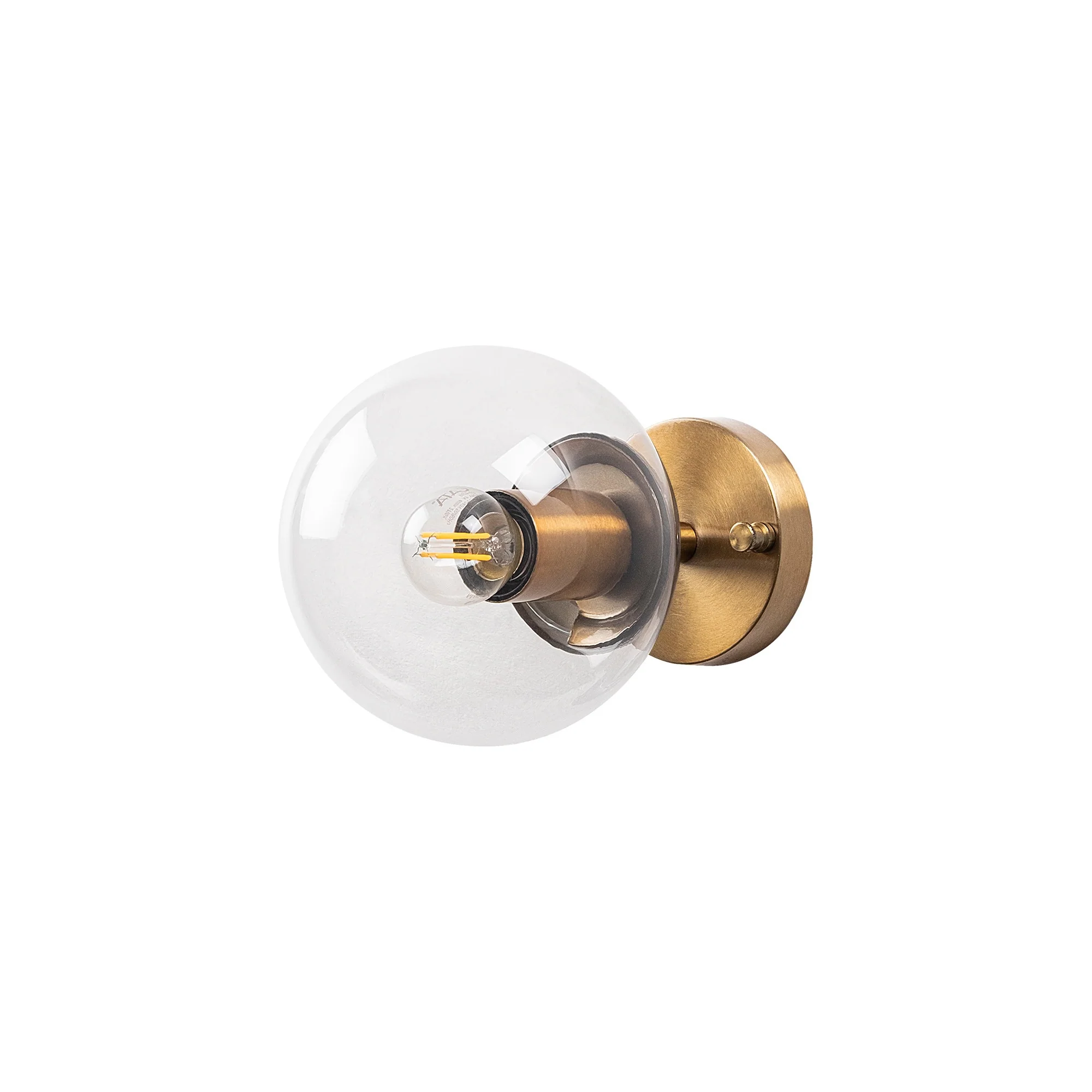 Aplique De Pared Bomba Transparente, Metal , Vintage, 15x15x24, Casquillo E14 Max 15 W