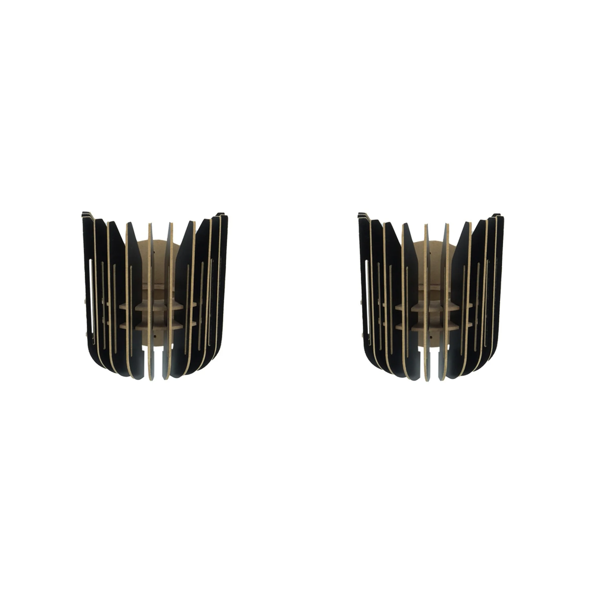 Aplique De Pared, Doble, Mdf , Negro, 20x18x16, Casquillo E 27 Max 45 - 60