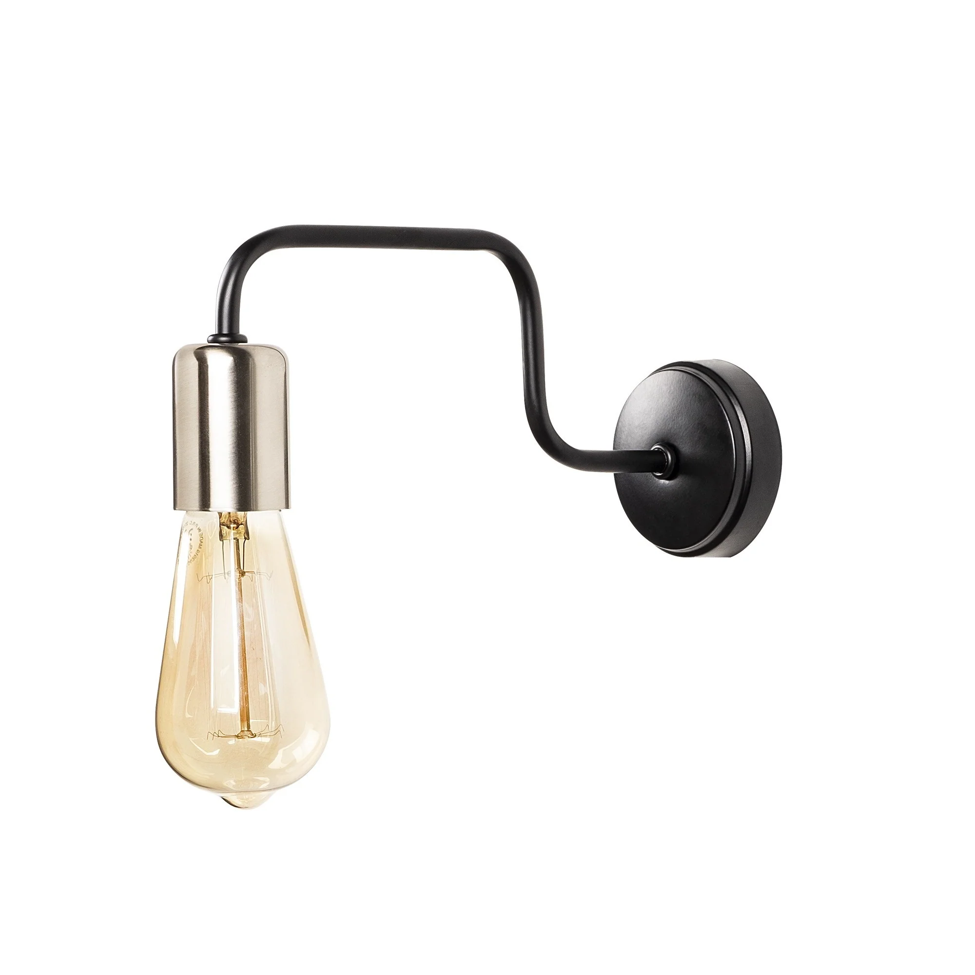Aplique De Pared, Hierro , Negro
nickel, 4x28x11, Casquillo E 27 Max 40 W