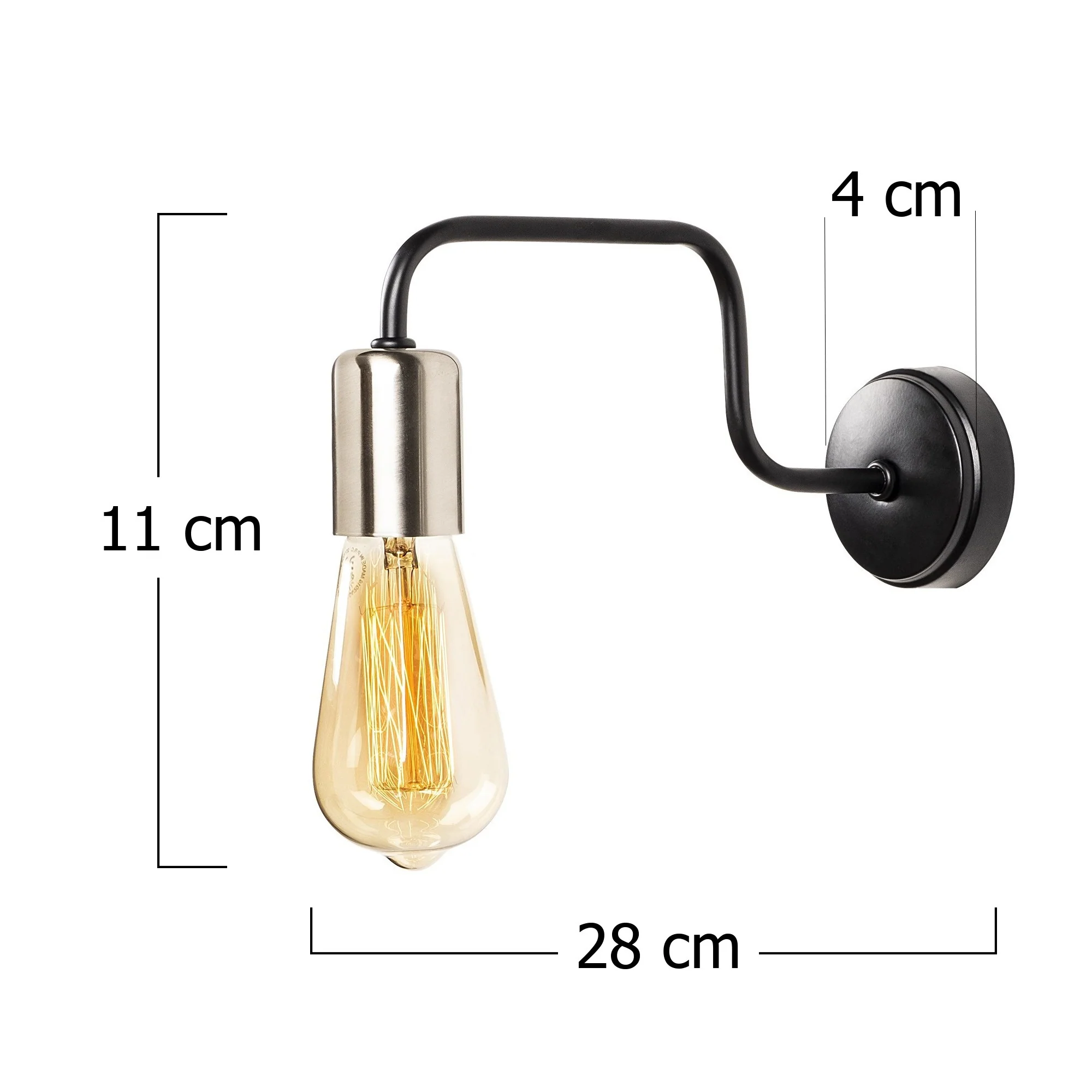 Aplique De Pared, Hierro , Negro
nickel, 4x28x11, Casquillo E 27 Max 40 W - Image 2