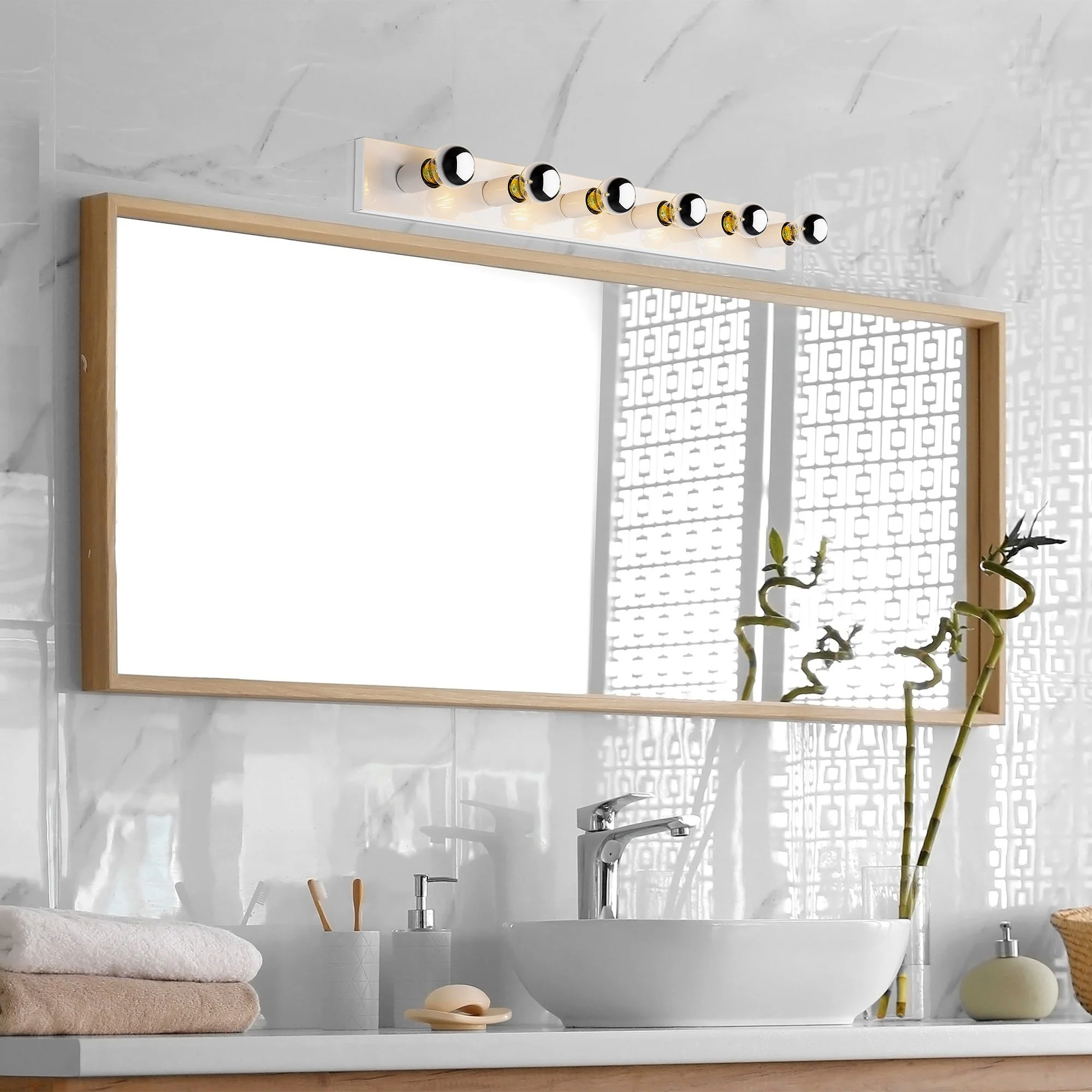 Aplique De Pared, Metal , Blanco, 10x10x91, Casquillo 6 X E27 Max 40 W - Image 6