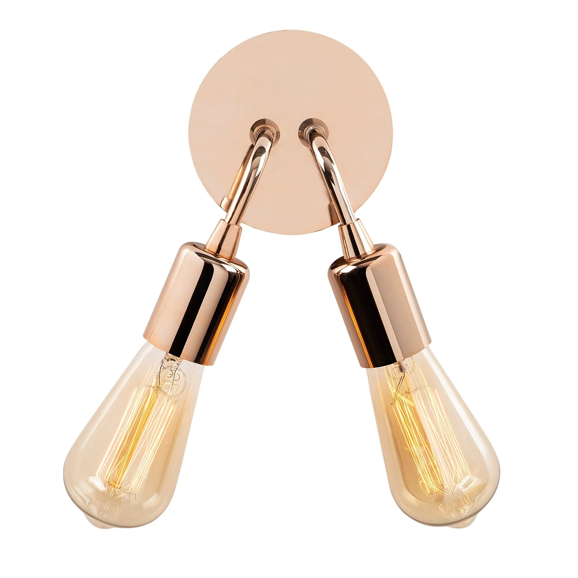 Aplique De Pared, Metal , Cobre, 14x14x20, Casquillo 2 X E 27 Max 40 W