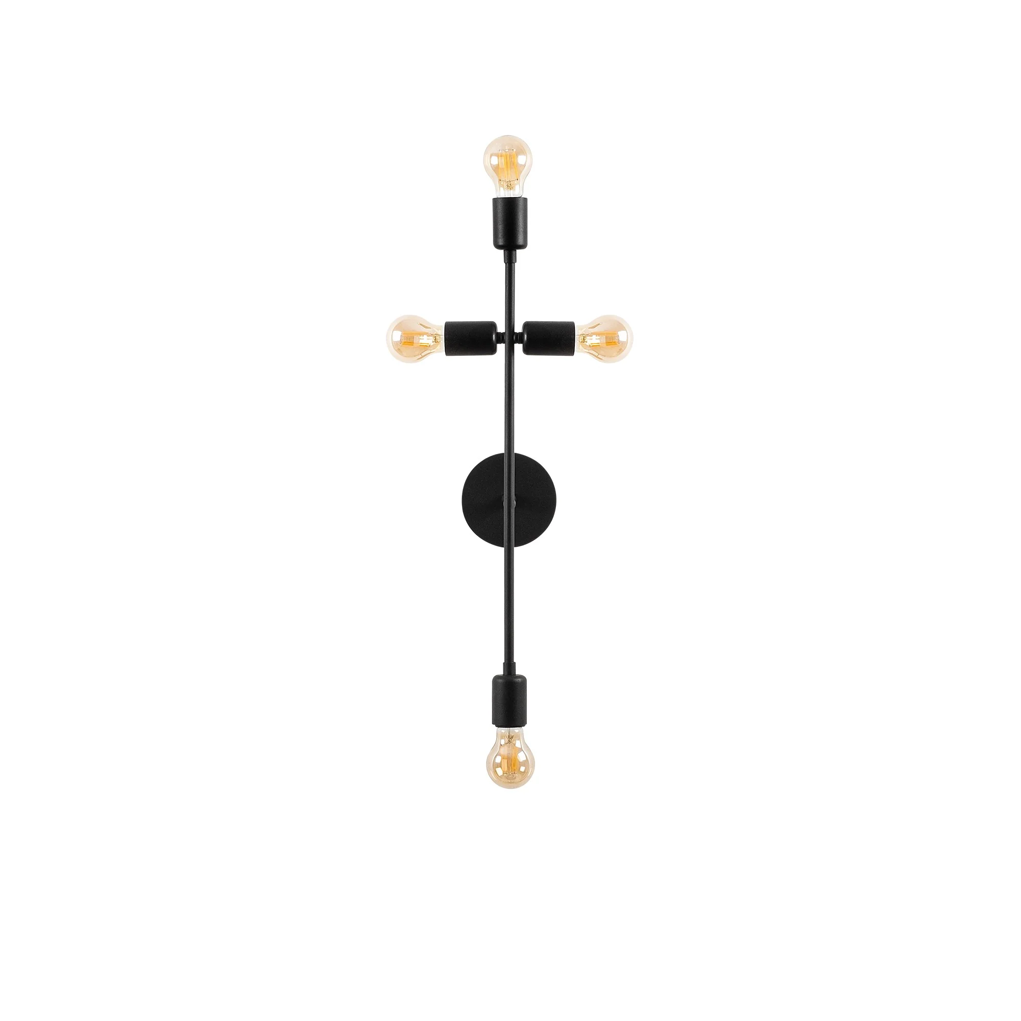 Aplique De Pared, Metal , Negro, 20x15x62, Casquillo 4 X E 27 Max 40 W