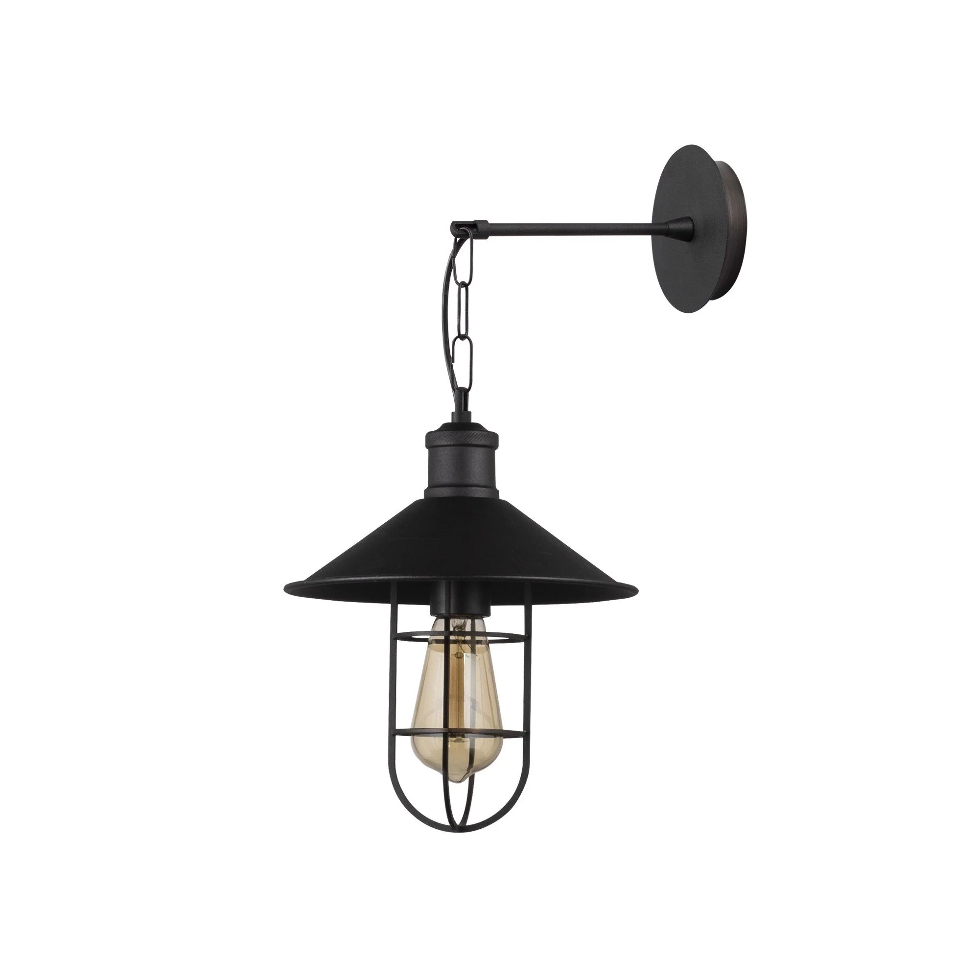 Aplique De Pared, Metal , Negro, 25x25x40, Casquillo E 27 Max 40 W