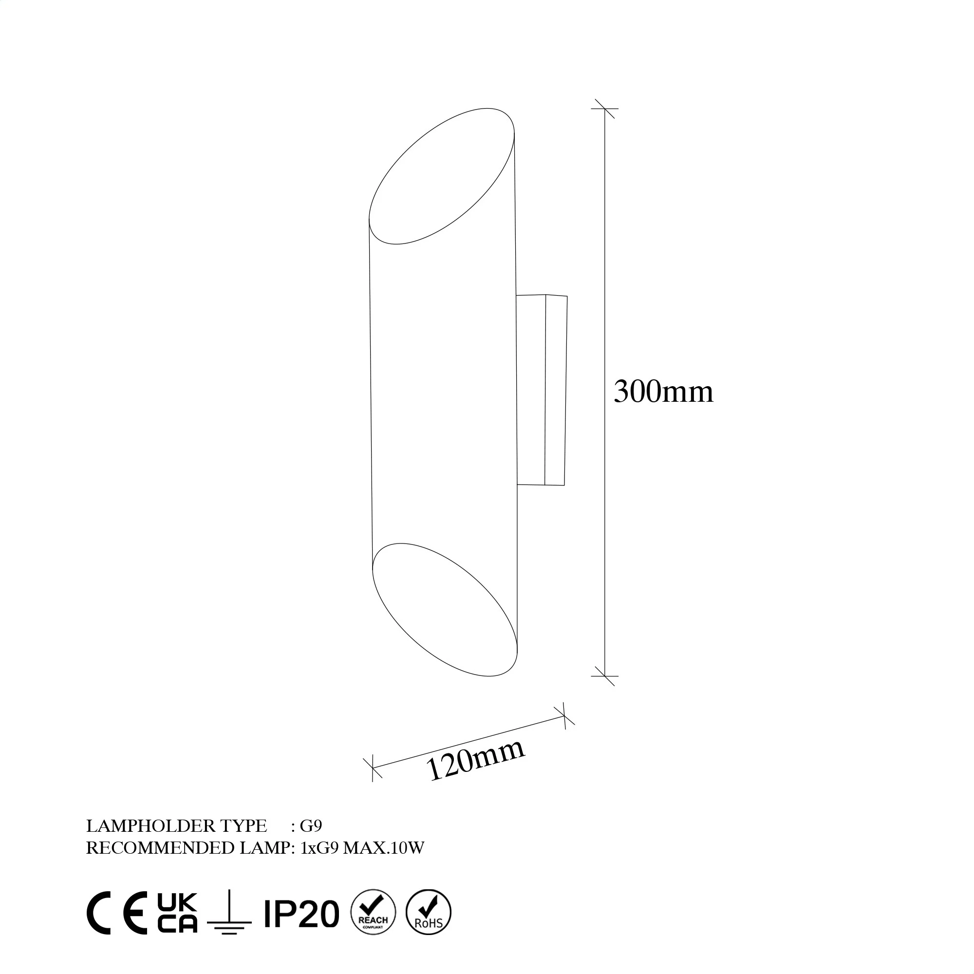 Aplique De Pared, Metal , Negro, 8x12x30, Casquillo 2 X G9 Max 10 W - Image 2