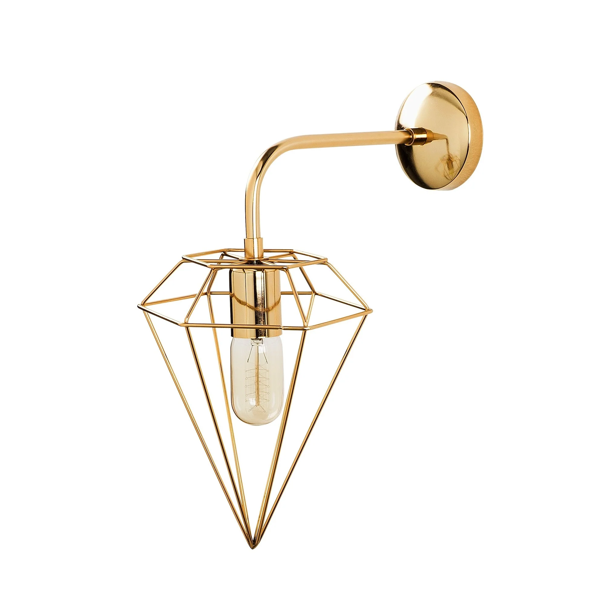 Aplique De Pared, Metal , Oro, 20x37x43, Casquillo E 27 Max 40 W