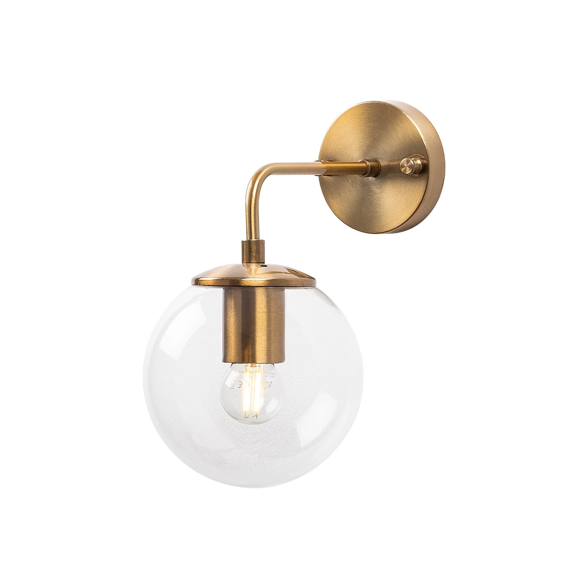 Aplique De Pared Pantalla Transparente, Metal , Vintage, 15x27x25, Casquillo E14 Max 40 W