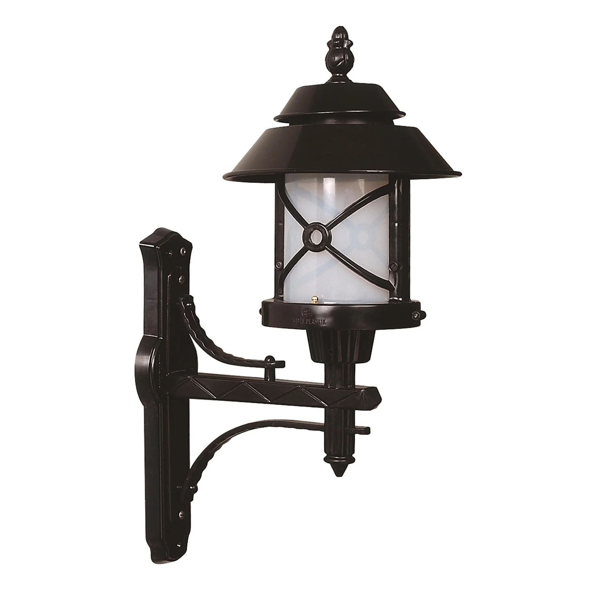 Aplique De Pared Para Exterior, Abs , Negro, 36x36x63, Casquillo E 27 Max 60 W