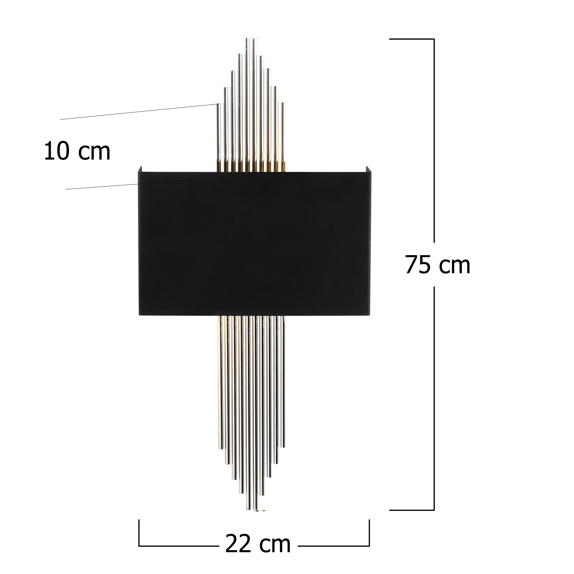 Aplique De Pared Recto, Metal , Negro
plata, 75x10x22, Casquillo E 27 Max 40 W - Image 2