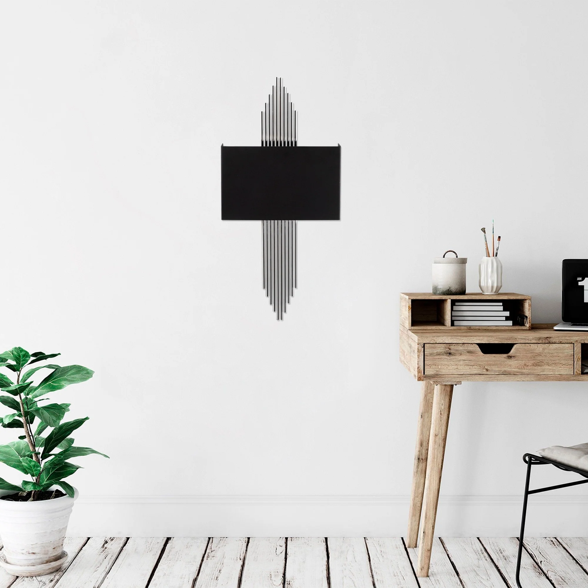 Aplique De Pared Recto, Metal , Negro
plata, 75x10x22, Casquillo E 27 Max 40 W - Image 5