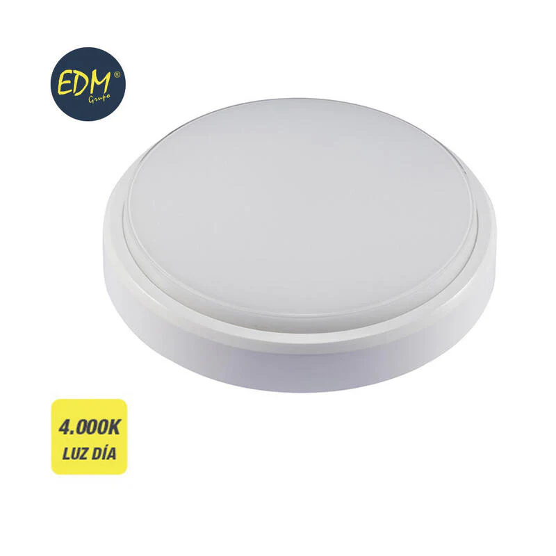 Aplique Exterior Led 18w 1950lm Ip54 Circular 4000k Luz Dia Ø21x5,7cm Edm
