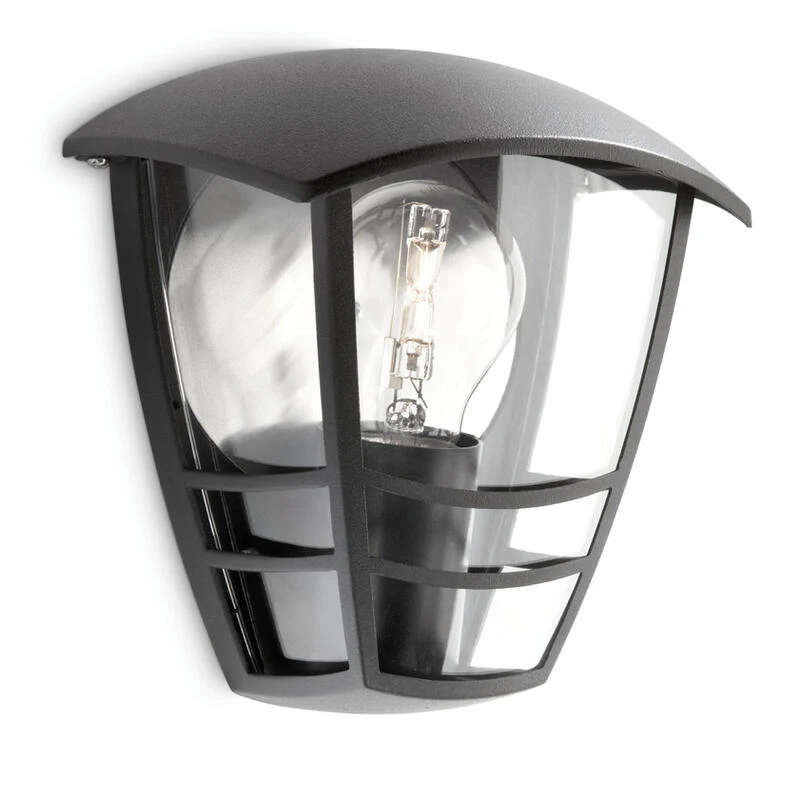 Aplique Exterior Pared Plano 1x60w Negro Mod. Creek Philips