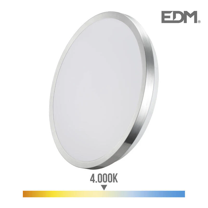 Aplique Super Led De Superficie 12w 1160lm 4000k Ø26x5,8cm Marco Cromado Edm