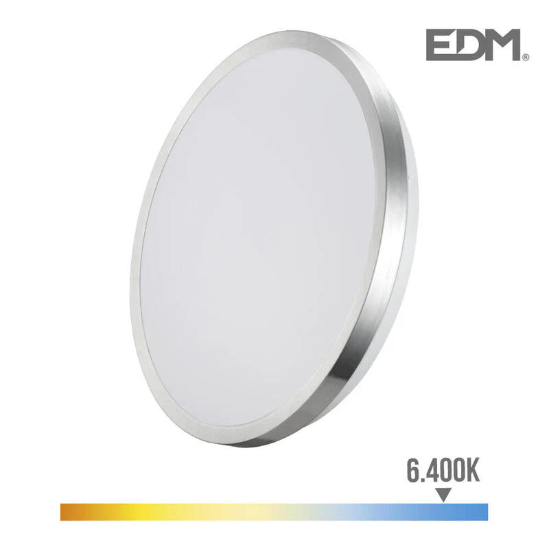 Aplique Super Led De Superficie 18w 1820lm 6500k Ø33x5,9cm Marco Cromado Edm
