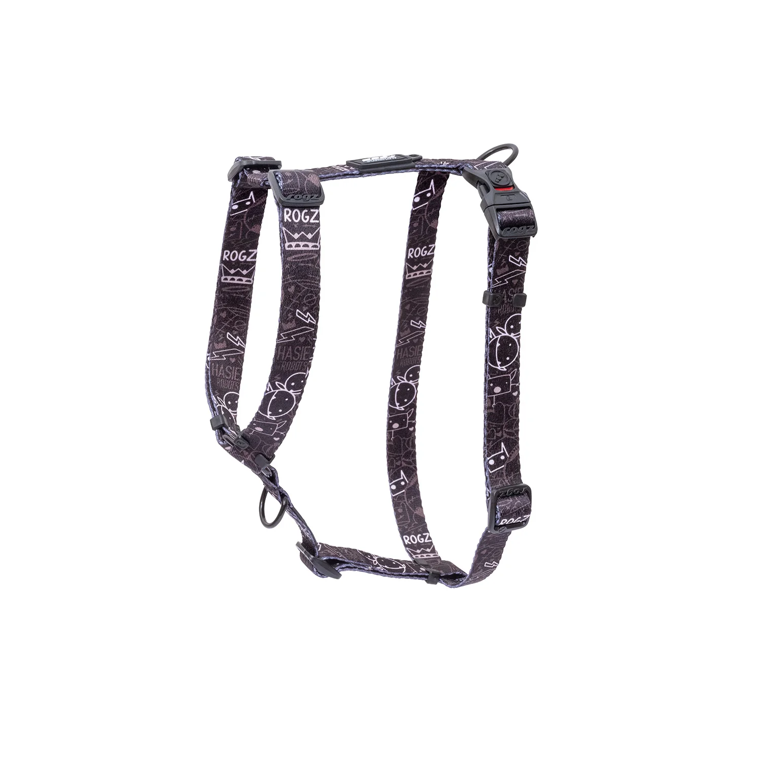 Arnés Para Perro, Modelo Fusion De Rogz, Estampado Graffiti Negro. Talla S (8-14kg)