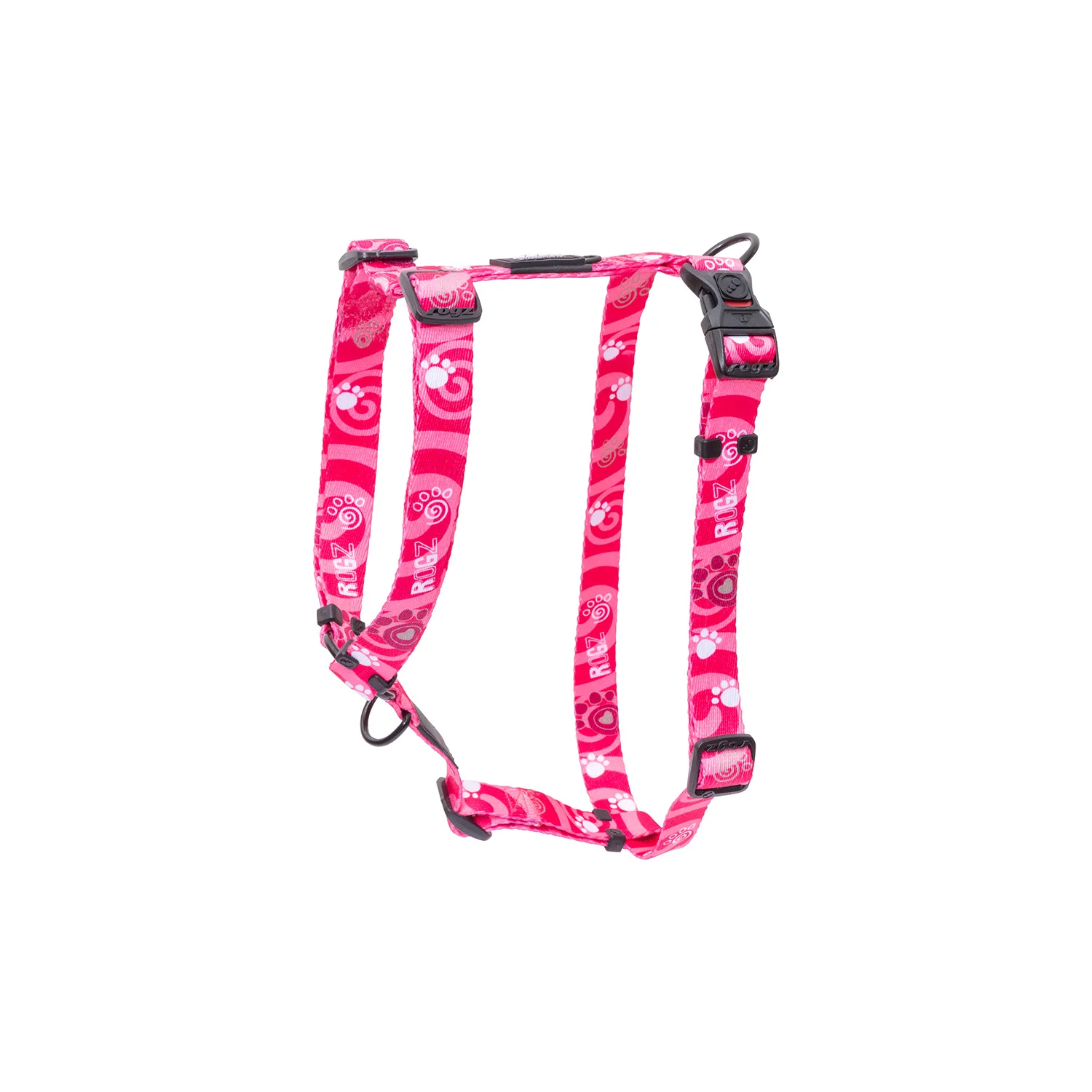 Arnés Para Perro, Modelo Fusion De Rogz, Estampado Huellas Rosas. Talla Xl (39-64kg)