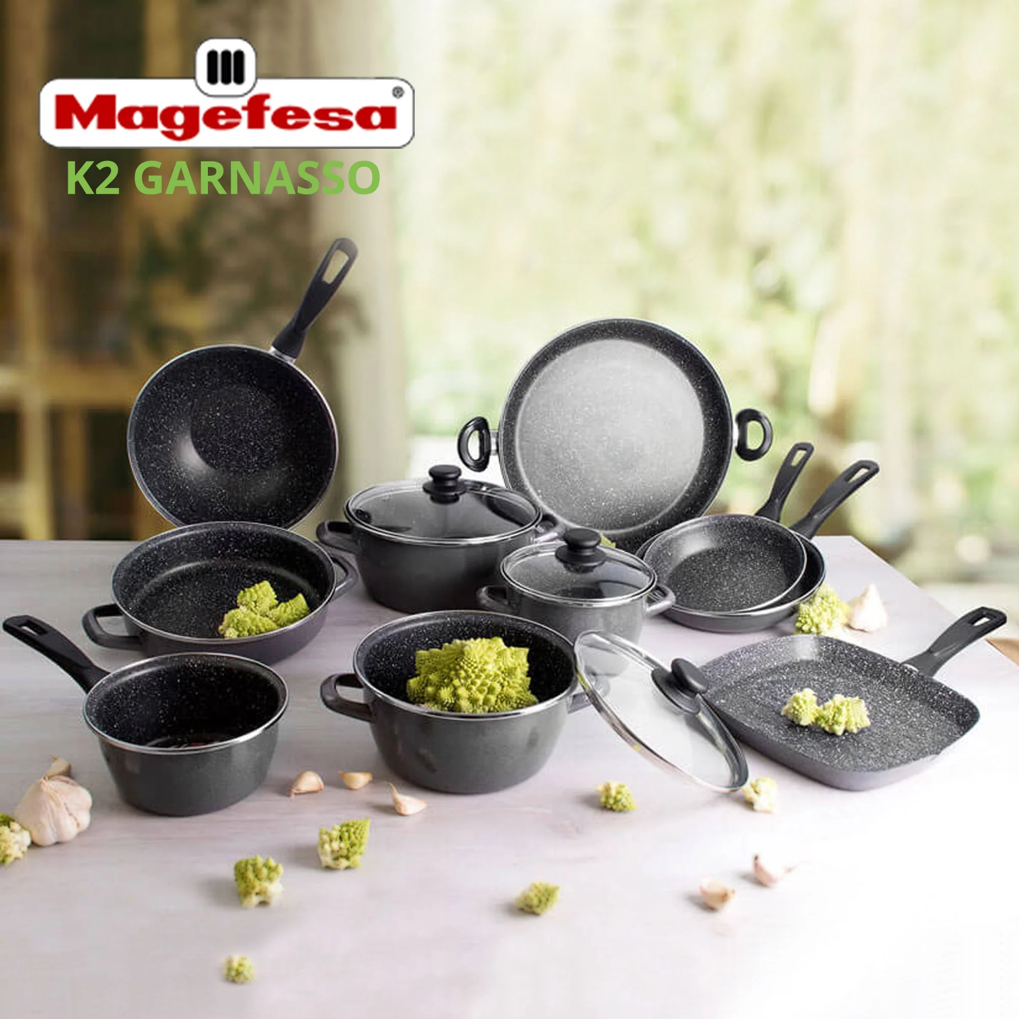 Bateria De Cocina 8 Piezas San Ignacio Dina De Acero Inoxidable Con Juego De Sartenes (18/20/24 Cm) Magefesa K2 Gransasso En Acero Esmaltado - Image 4