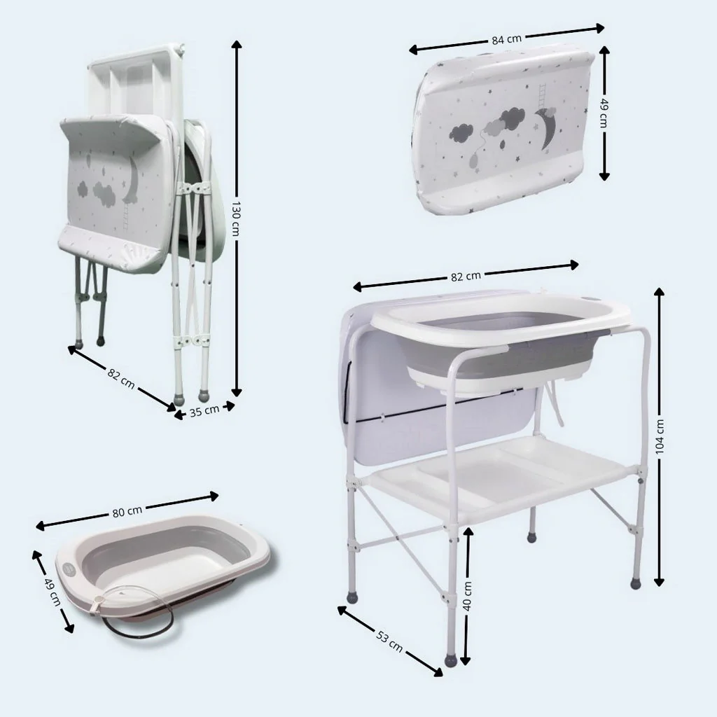 Bathby | Bañera Bebé 5 En 1 Plegable Con Soporte, Cojín Antideslizante, Cambiador (gris Pro) - Image 3