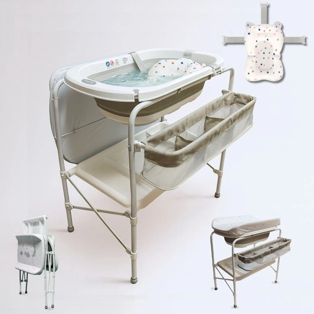 Bathby | Bañera Bebé 5 En 1 Plegable Con Soporte, Cojín Antideslizante, Cambiador (gris Pro) - Image 4