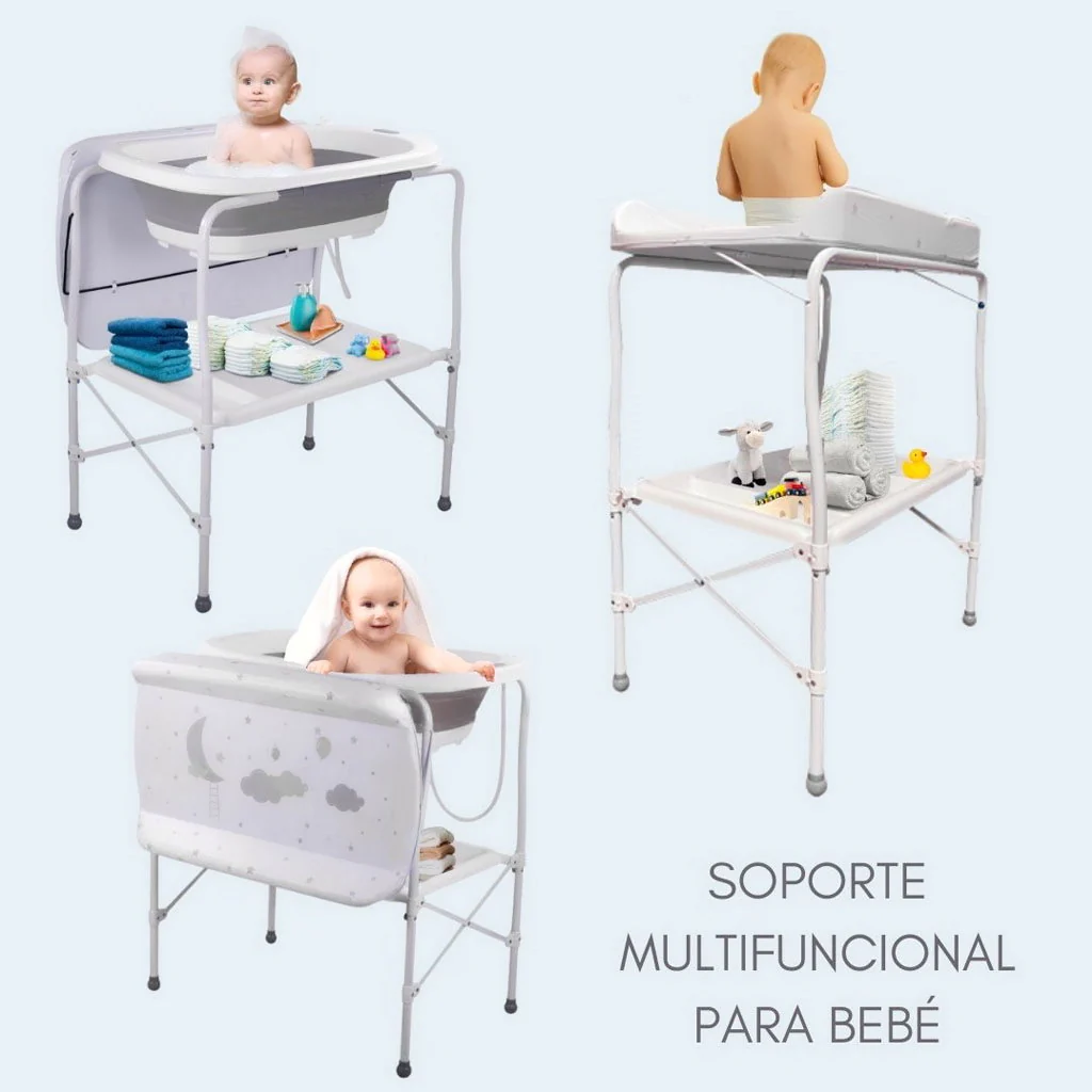 Bathby | Bañera Bebé 5 En 1 Plegable Con Soporte, Cojín Antideslizante, Cambiador (gris Pro) - Image 6