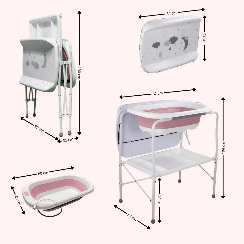 Bathby | Bañera Bebé 5 En 1 Plegable Con Soporte, Cojín Antideslizante, Cambiador (rosa Pro) - Image 3