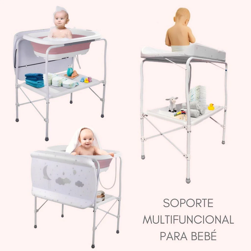 Bathby | Bañera Bebé 5 En 1 Plegable Con Soporte, Cojín Antideslizante, Cambiador (rosa Pro) - Image 6