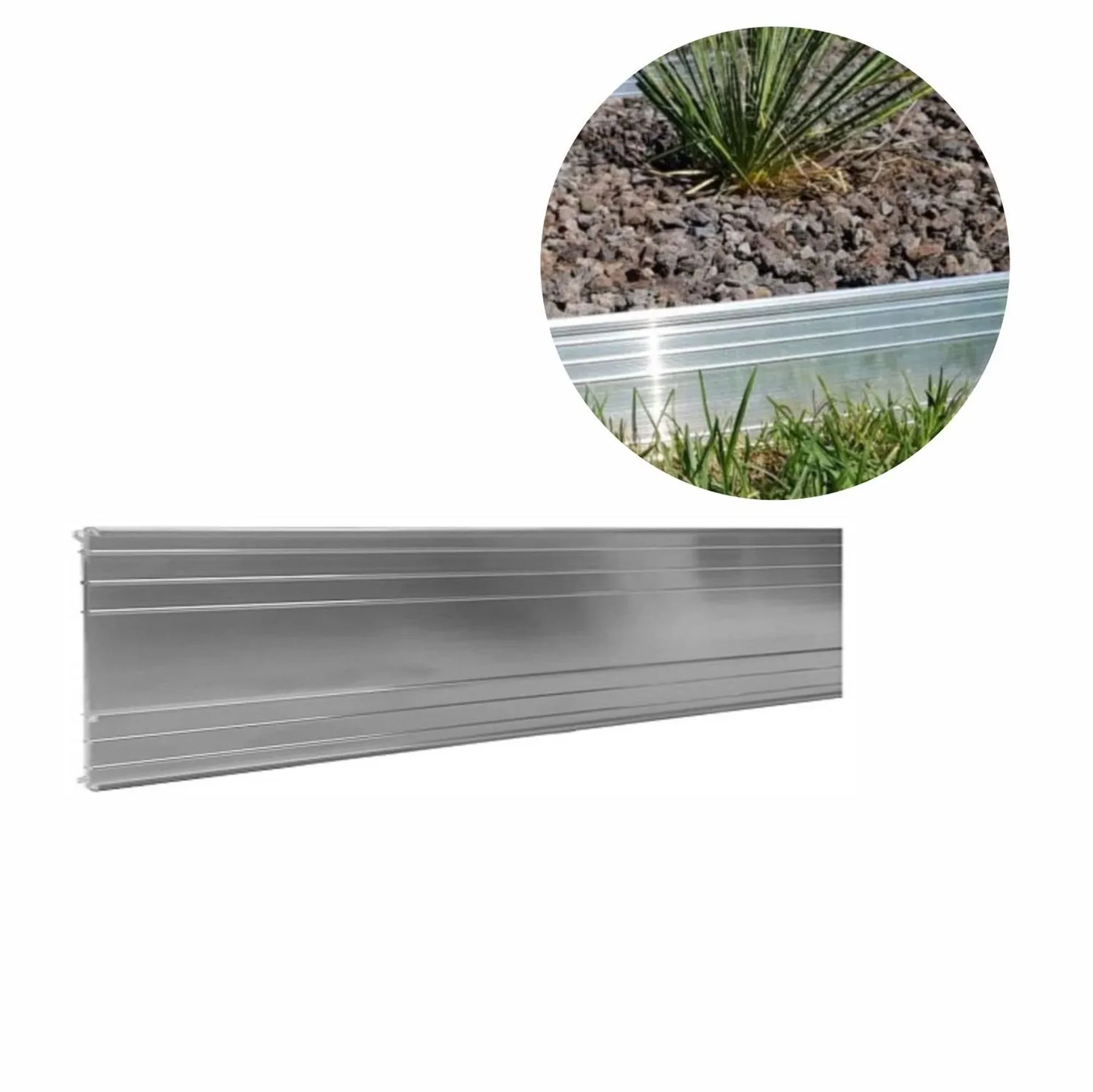 Bordes De Césped De Aluminio Ultra Resistentes De 10cm X 100cm, Color: Sin Color