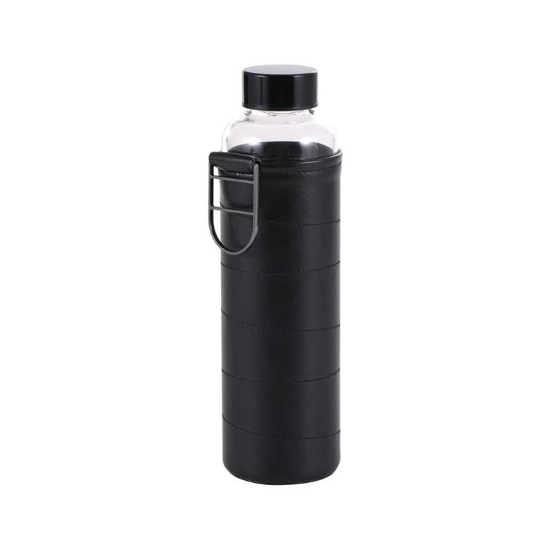 Botella De Vidrio 600 Ml En Color Negro Bergner Colección Blacky
