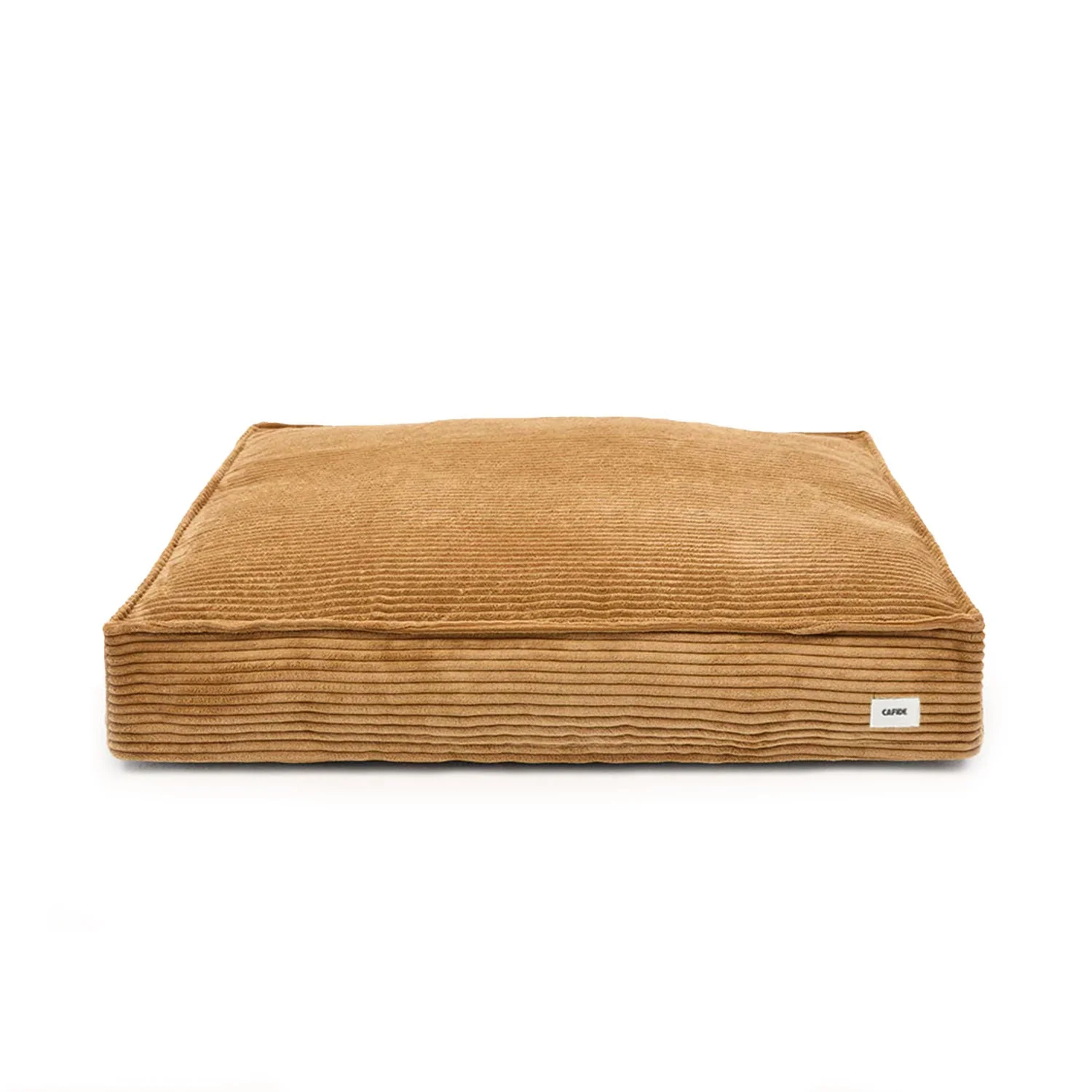 Cafide Cama De Material Reciclado Para Perro Con Tejido De Pana Mostaza. Modelo Cuadra.