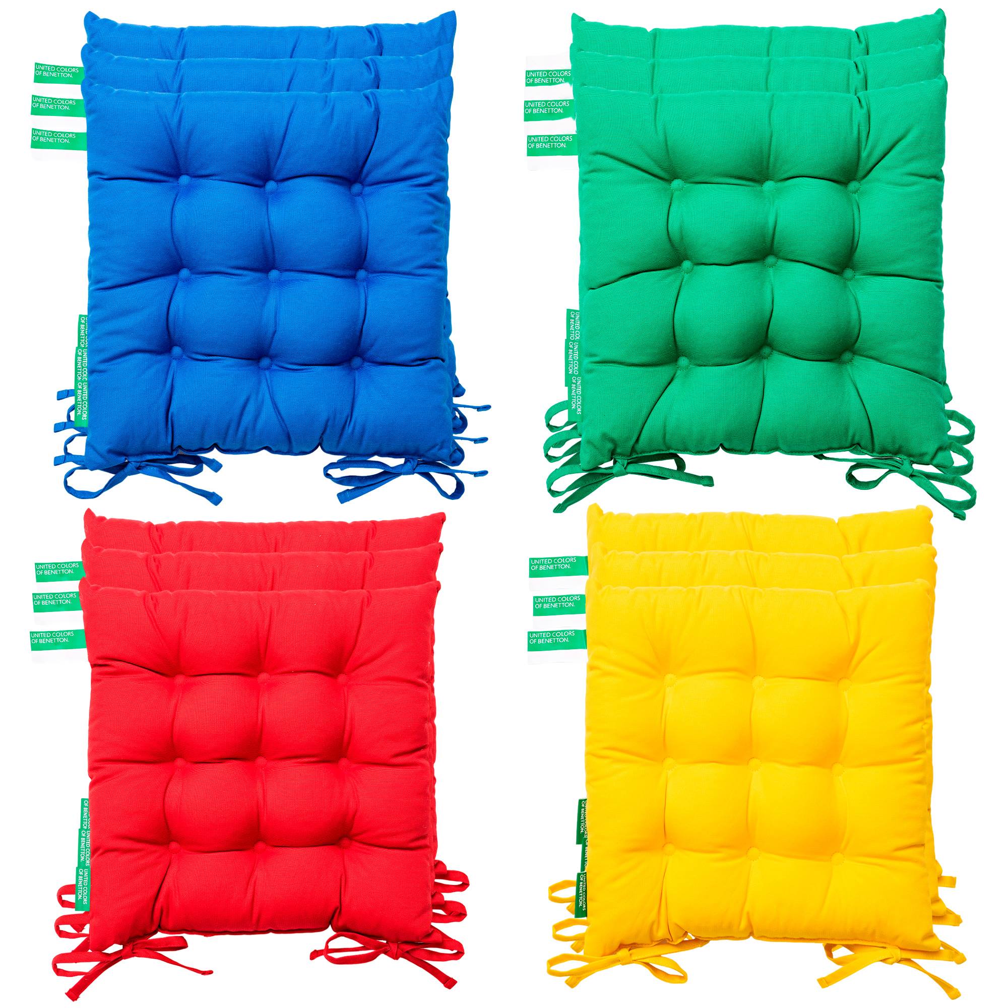 Caja 12pc Cojín Para Silla De Jardín 40x40cm (4 Rojos + 4 Azules + 4 Verdes + 4 Amarillos) 250gsm 65%algodón 35%poliéster