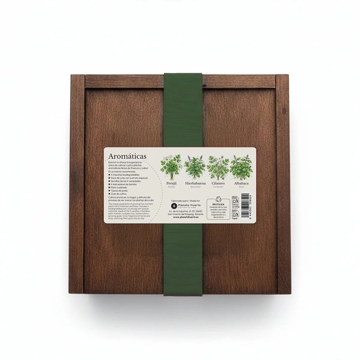 Kit de Cultivo de Aromáticas en Caja de Madera – Regalo Original Planeta Huerto - Image 2