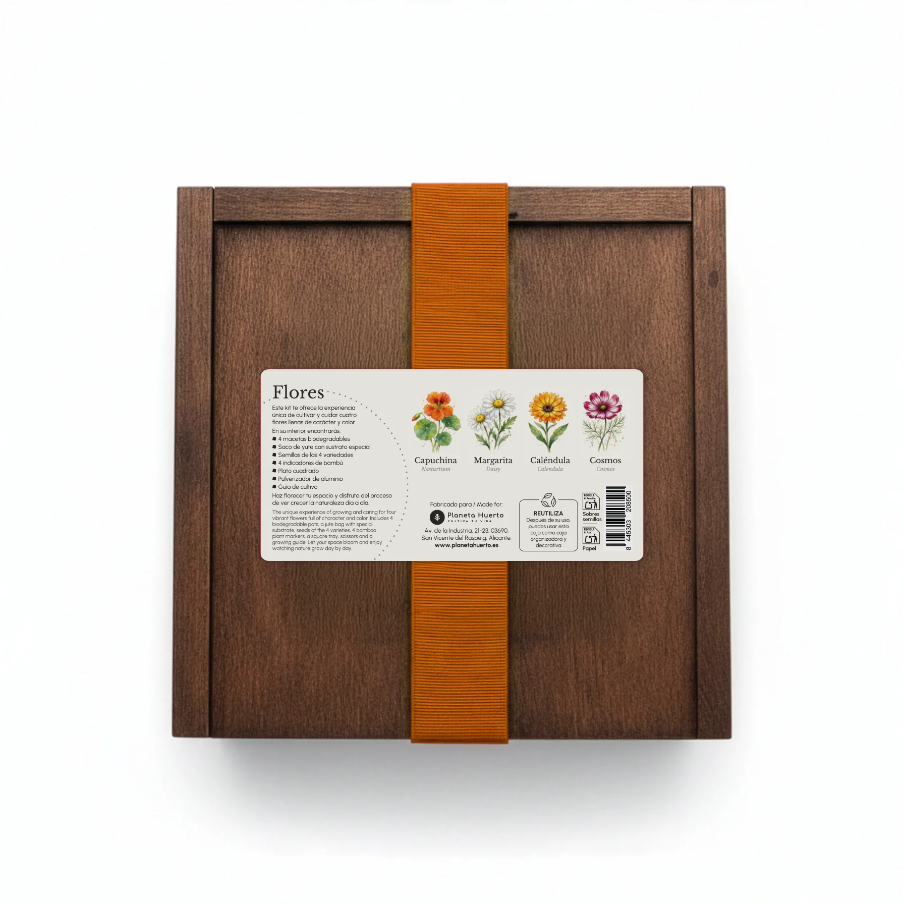 Kit de Cultivo de Flores en Caja de Madera – Regalo Original Planeta Huerto - Image 2