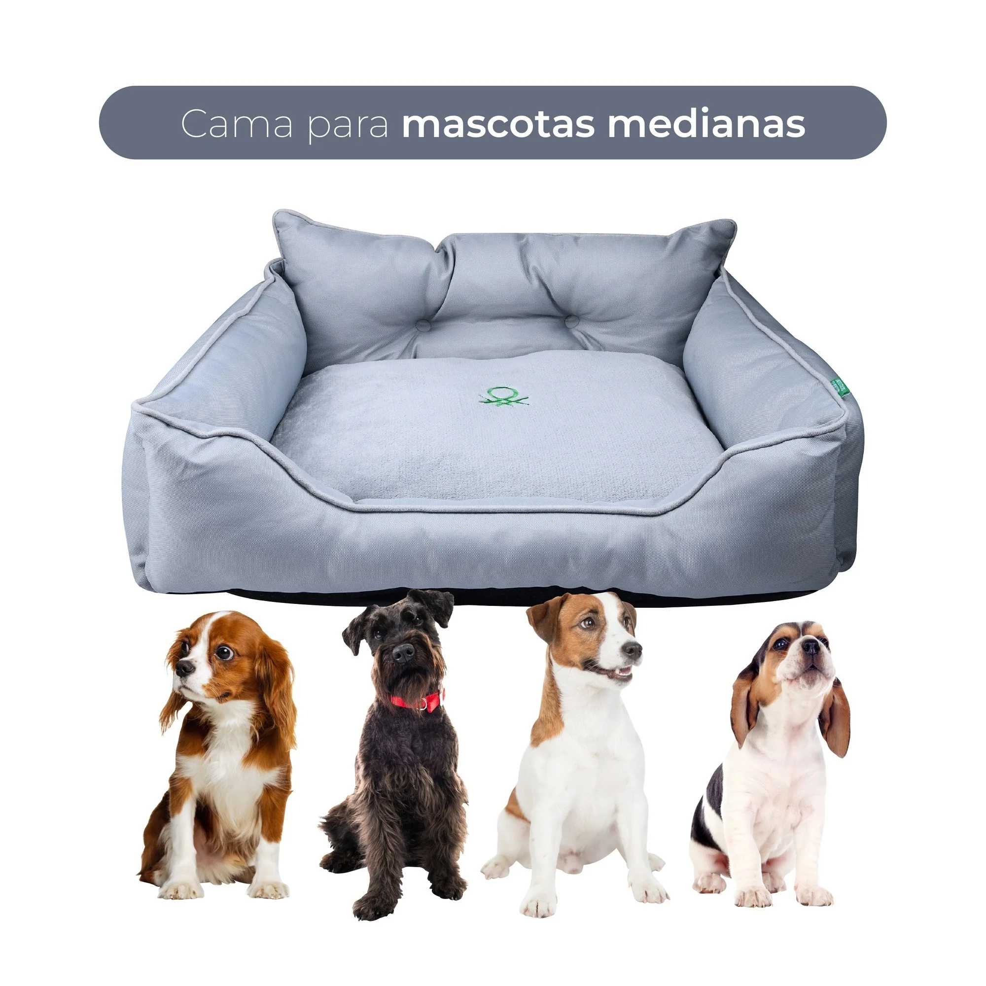 Cama Para Mascota 75x60x25cm Gris + Abrigo Azul Para Mascotas 35cm - Image 4