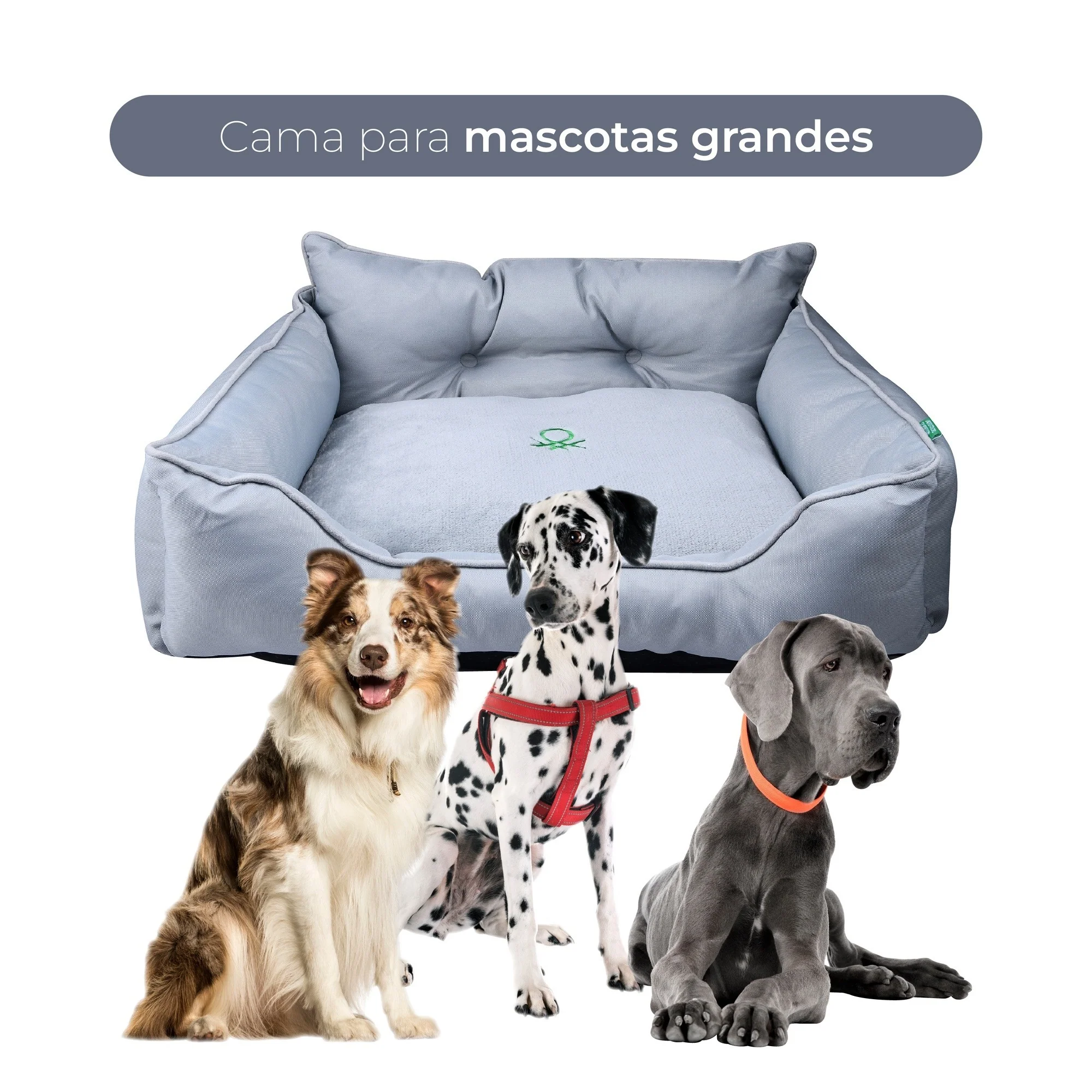 Cama Para Mascota 90x70x28cm Gris + Abrigo Azul Para Mascotas 40cm - Image 4