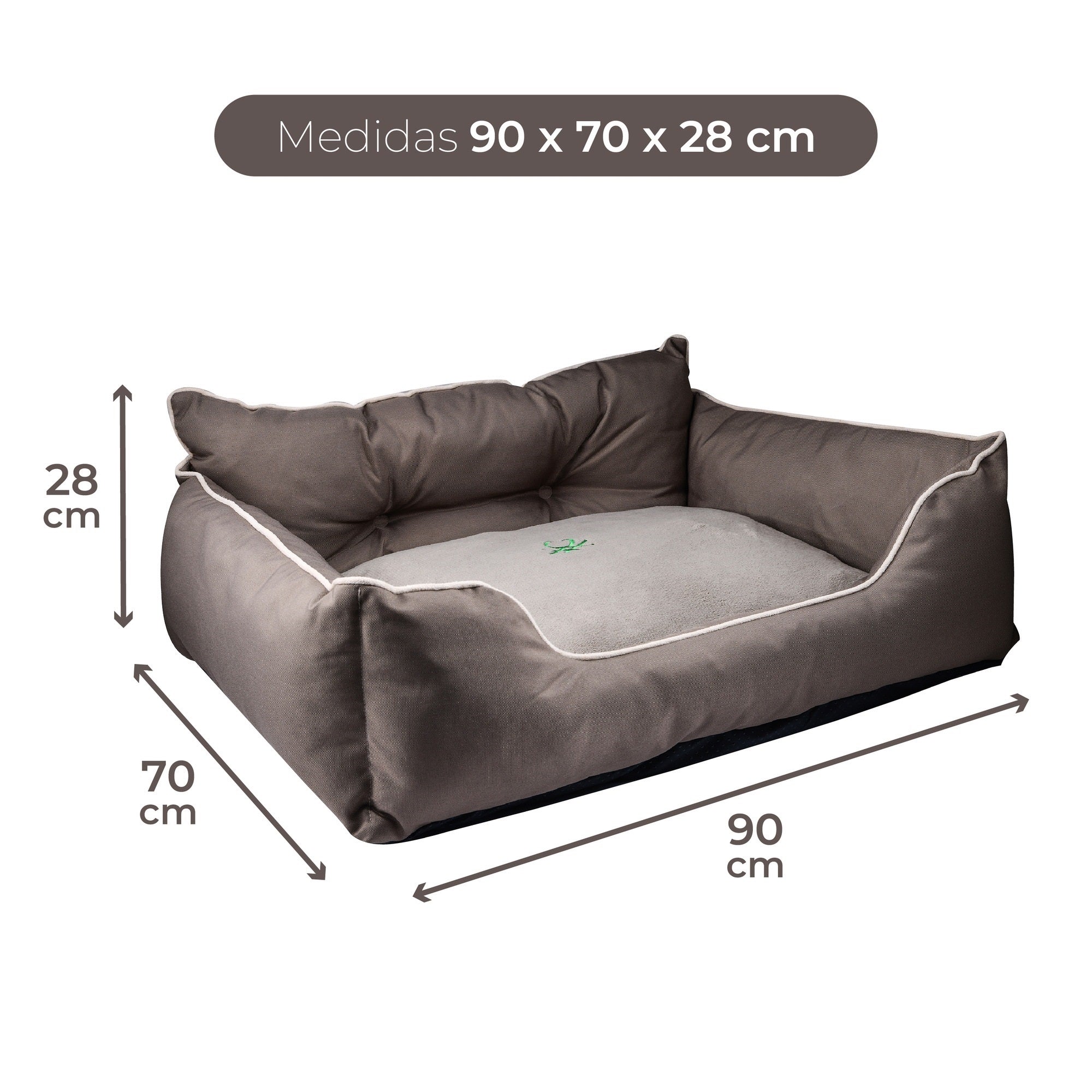 Cama Para Mascota 90x70x28cm Marrón + Abrigo Azul Para Mascotas 40cm - Image 2