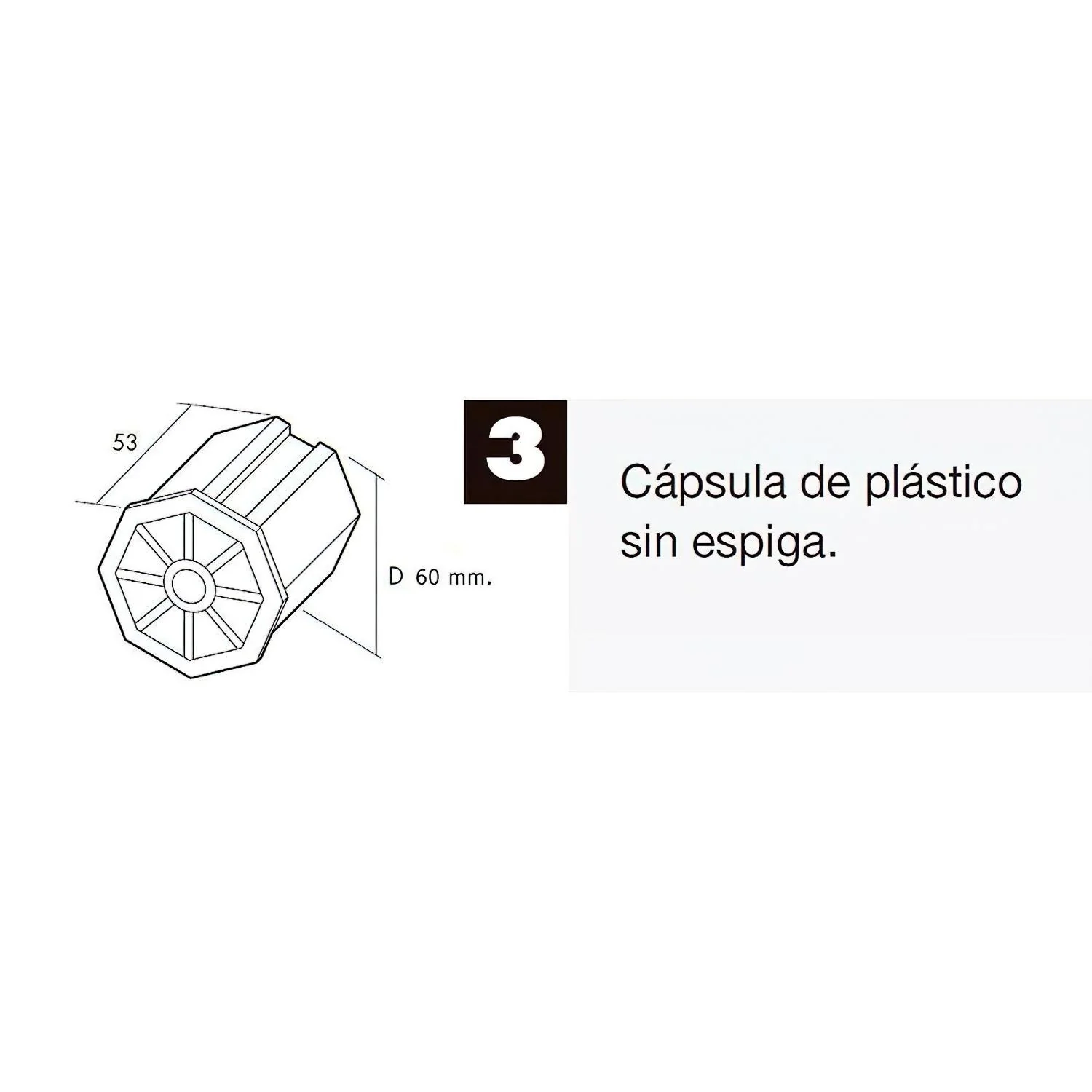 Capsula Persiana Plastico Sin Espiga Para Eje 60 Mm. - Image 3