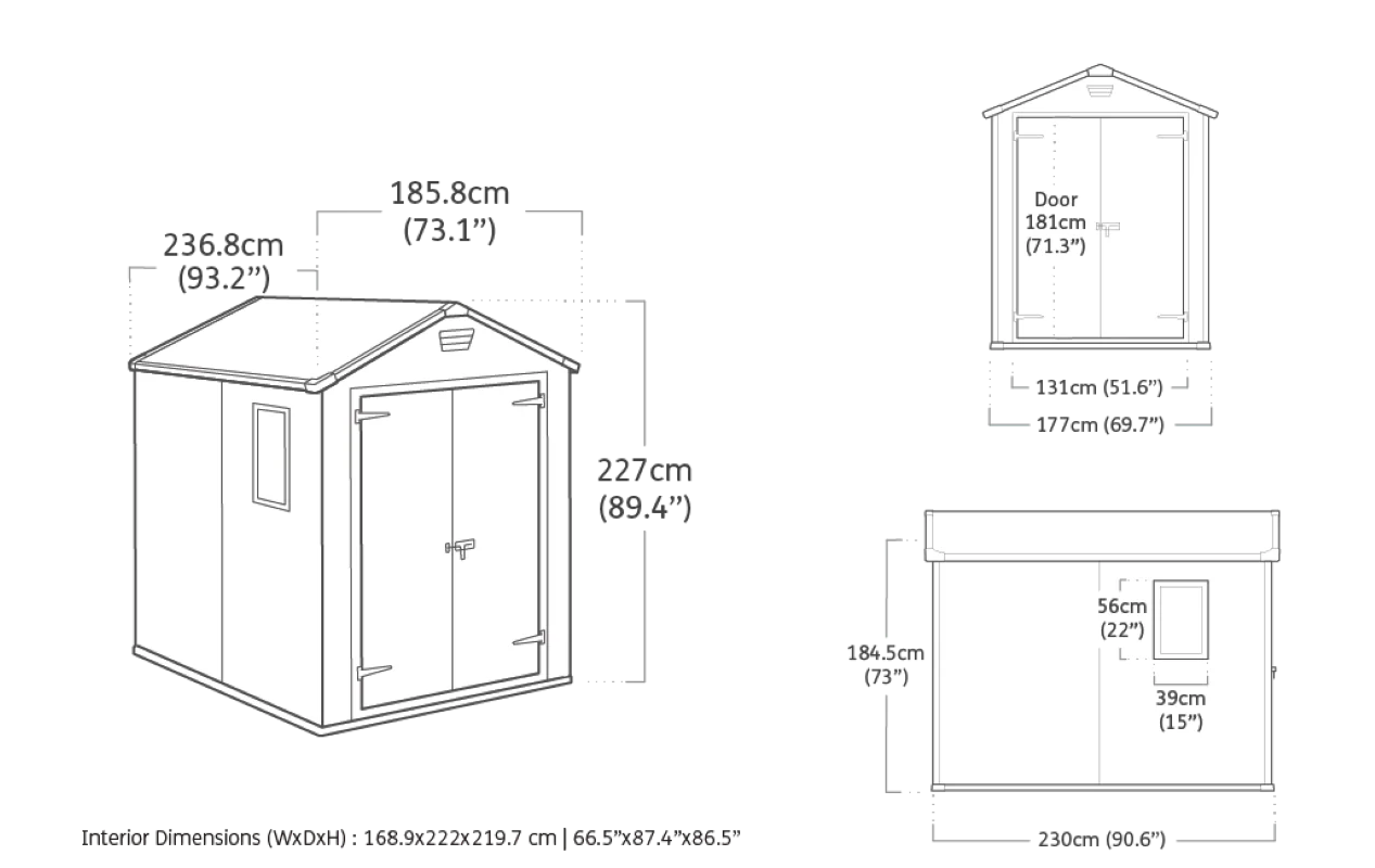 Caseta De Exterior Manor 6x8 De Keter. 185,8x236,8x227 Cm - Gris - Image 3