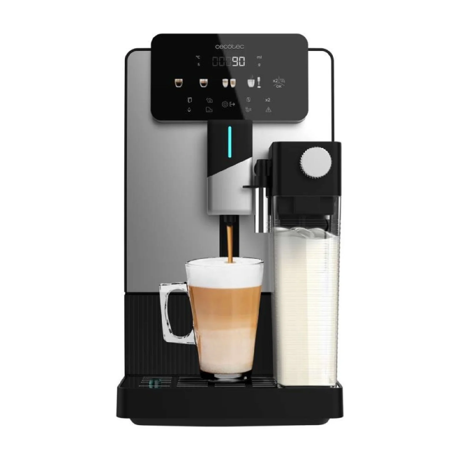 Cecotec Cafetera Superautomática Cremmaet Latte. 1350w, 19 Bares, Thermoblock, 6 Bebidas, Vaporizador, 5 Niveles Molido