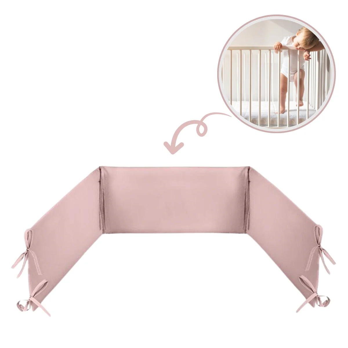 Chichonera Para Cuna 180x30 Algodón Pink - Image 2