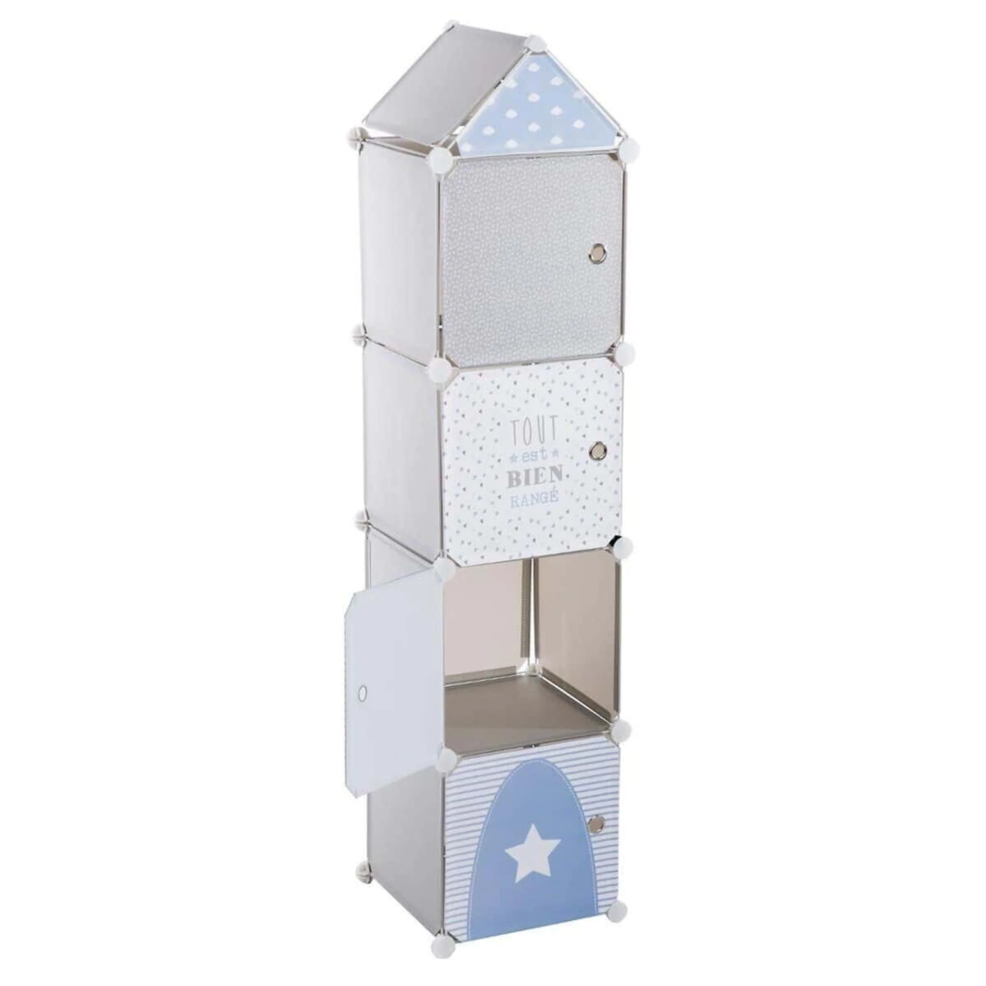 Columna Estantería De Almacenamiento En Color Gris|l. 34 X D. 31,5 X H. 139 Cm