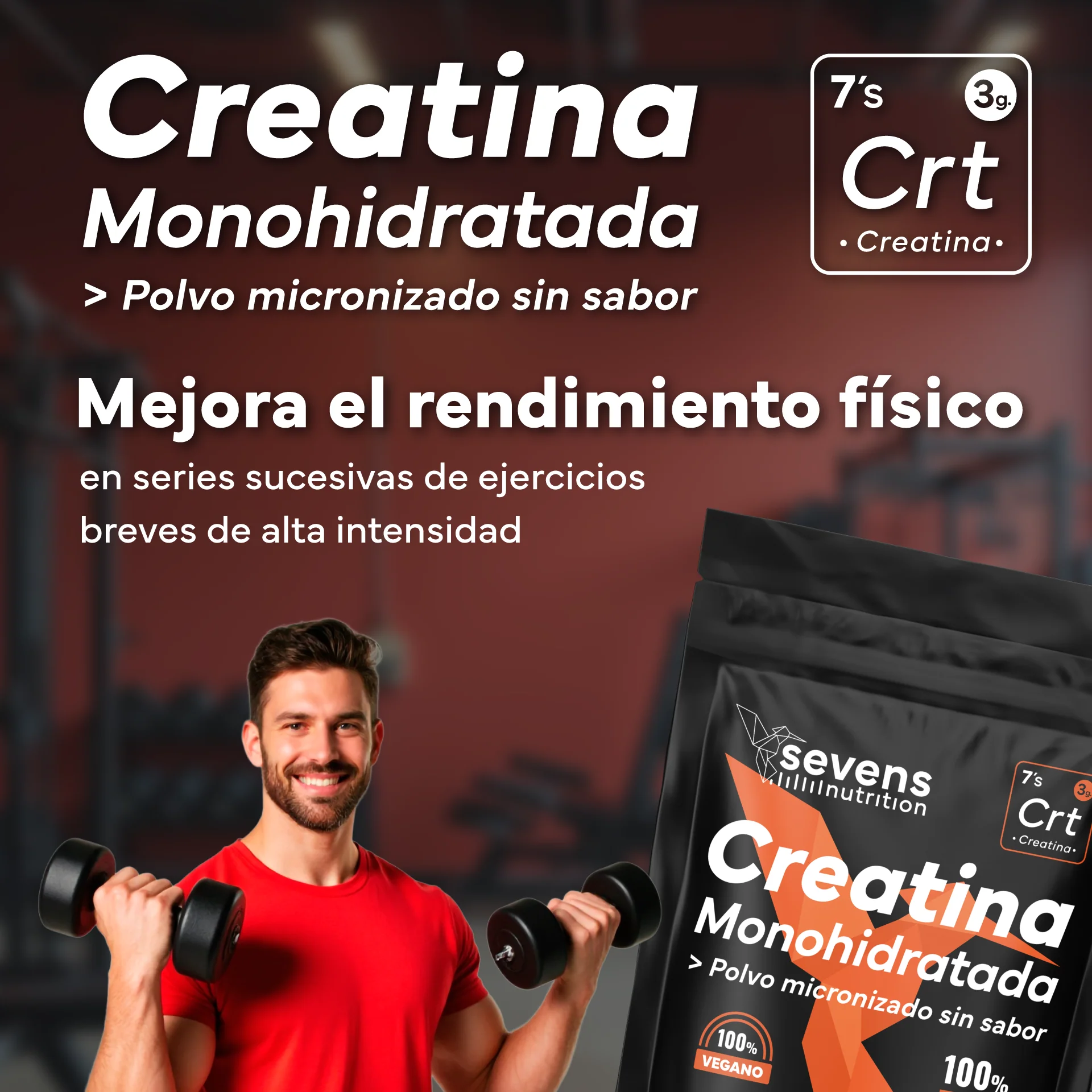 Creatina Monohidratada Sevens Nutrition. Más Fuerza, Energía Y Resistencia. - Image 2