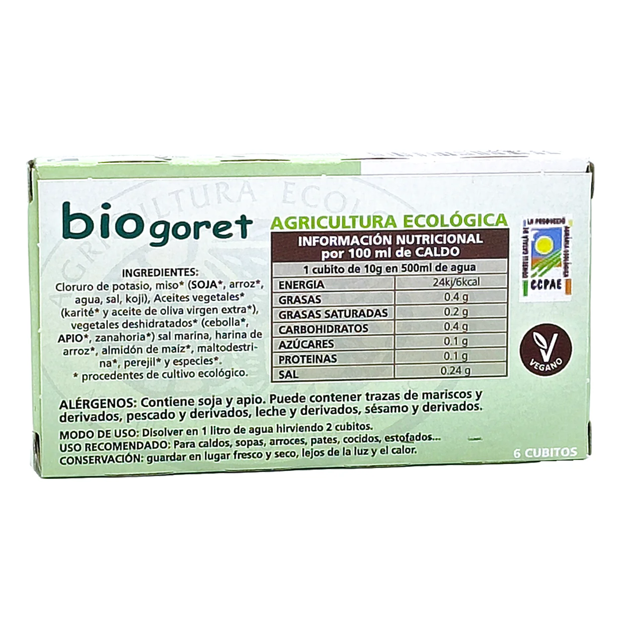 Cubitos De Caldo De Verduras Bajo En Sal Eco Biogoret 66gr - Image 2